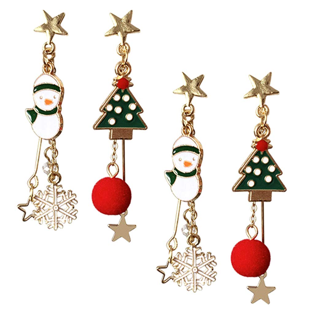 GALPADA 2 Pairs Christmas Earrings - Snowman & Xmas Tree Dangle Drop Earrings for Women, Holiday Jewelry in Assorted Colors | Perfect for Christmas Parties, Gift Exchange & Festive Outfits