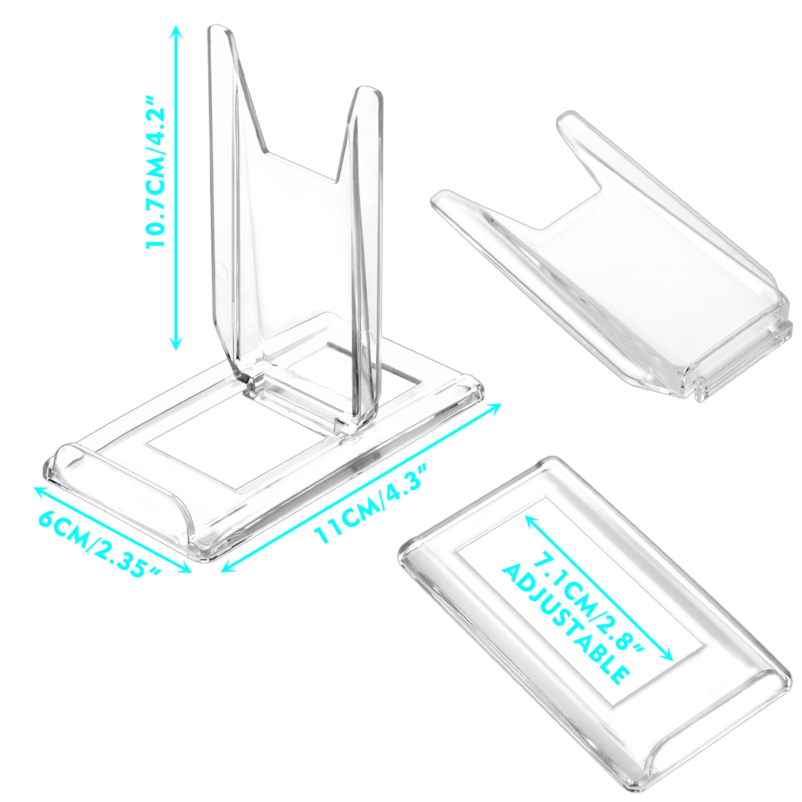 10 Pack Adjustable Acrylic Display Easel Stands - Multi-Purpose Holder for Books, Albums, CDs, Video Games, Comics, Sports Cards, Plates & Photos - Perfect for Home Decor, Retail Displays & Gift Showcases