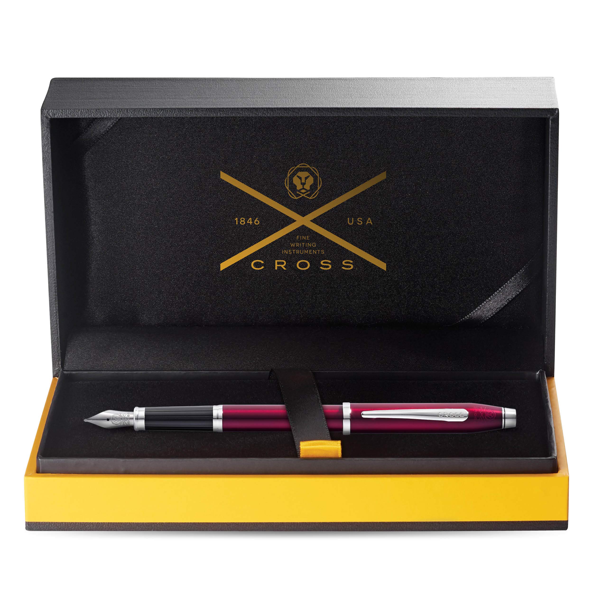 Cross Century II Refillable Fountain Pen with Medium Nib - Translucent Plum Lacquer Finish, Luxury Gift Box Included | Premium Writing Instrument for Business, Calligraphy & Gift Giving