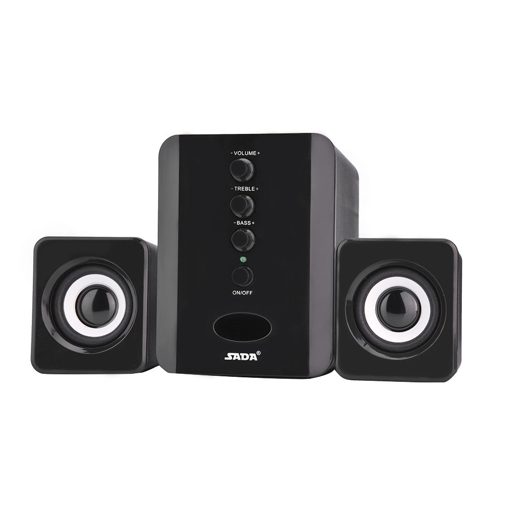 ASHATA D-202 3W USB 2.1 Wired Multimedia Speakers - 2.1 Channel Stereo Sound with 3 Inch Bass, Portable Desktop Computer Speakers for Laptop, PC, Tablet, Smartphone | Perfect for Home Office, Gaming & Music Listening