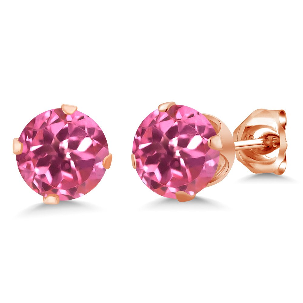 Gem Stone King 18K Rose Gold Plated Sterling Silver 6MM Round Birthstone Stud Earrings for Women & Men | Personalized Zodiac Jewelry Gift for Birthday, Anniversary & Special Occasions