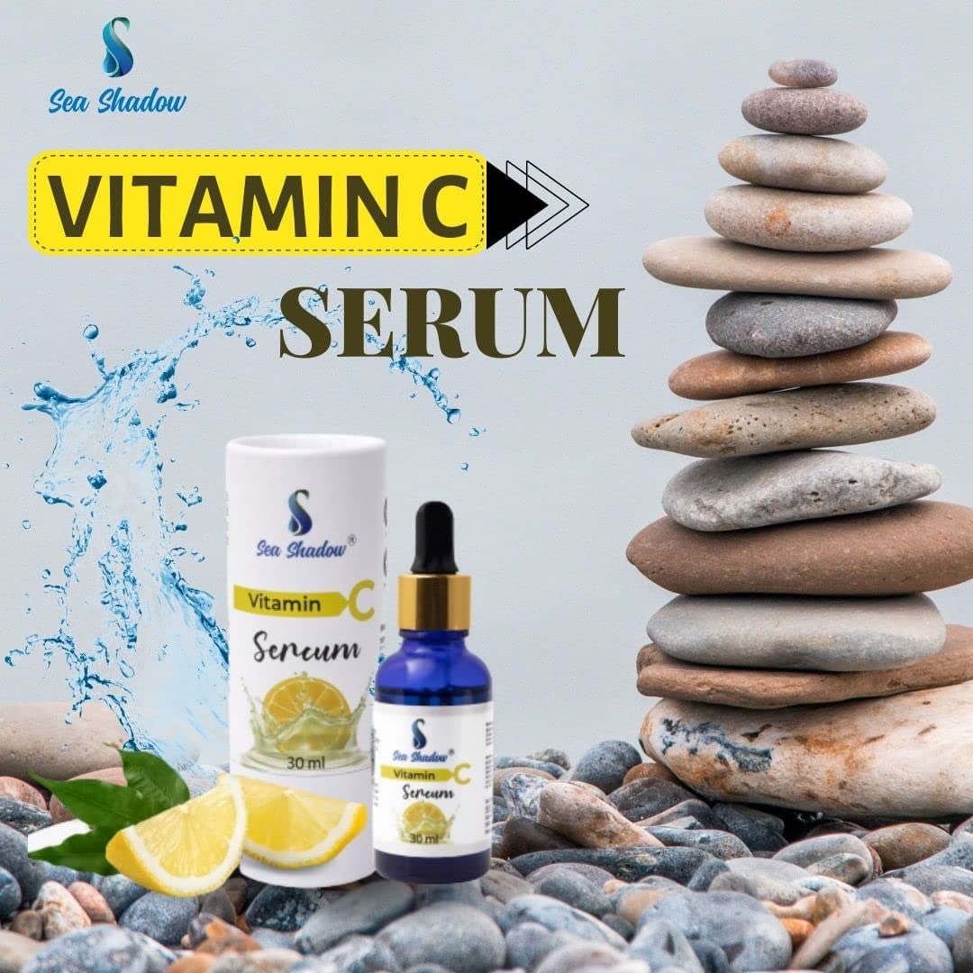 SEA SHADOW Vitamin C Face Serum with Witch Hazel Extract - Brightening & Glowing Serum for Hyperpigmentation, Dull Skin & Dark Spots | 30ml | Perfect for Daily Skincare Routine & Nighttime Use