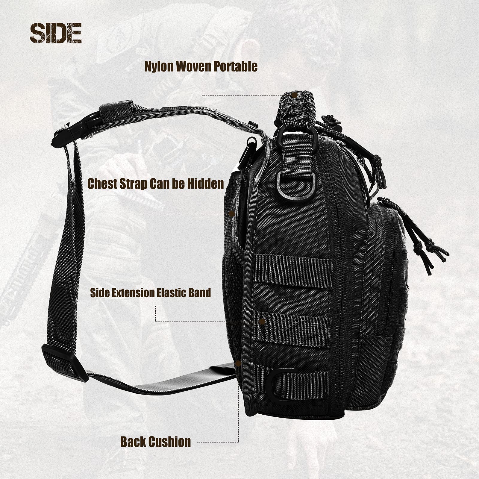 Tactical Sling Bag Military Backpack 1050D Nylon - Molle Compatible Shoulder Pack for Range, Hiking & Outdoor Adventures