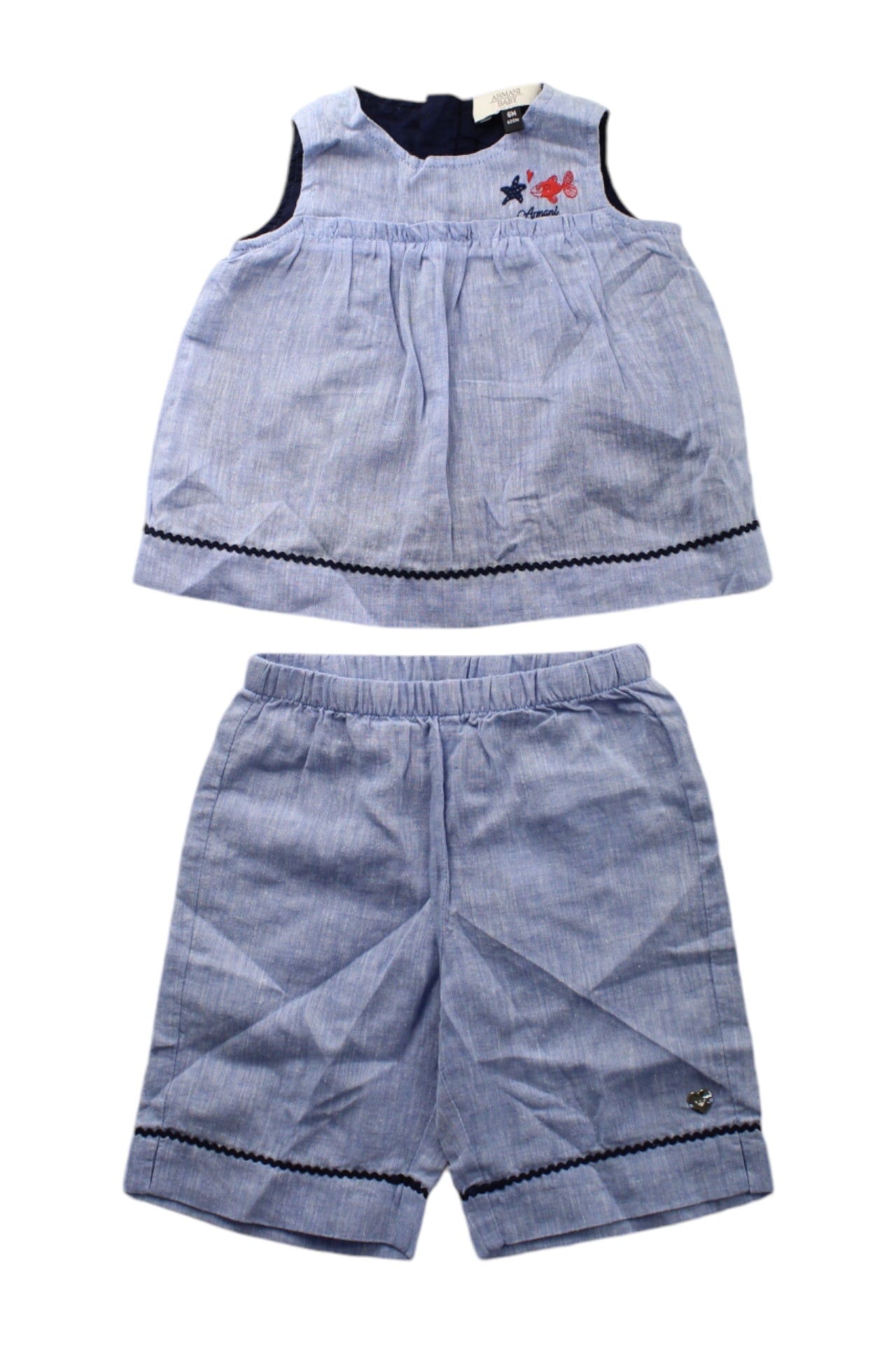 Armani Baby Short Sleeve Bodysuit & Shorts Set for Boys 3-6 Months - Soft Cotton Outfit for Summer & Casual Wear