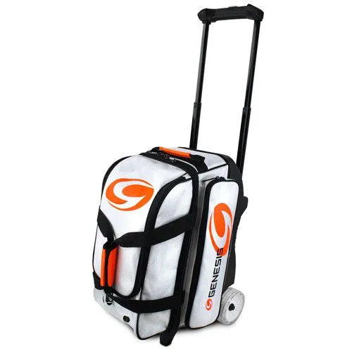 Genesis Sport 2 Ball Double Roller White Bowling Bag - Premium Bowling Equipment for Men & Women - Perfect for League Play, Tournaments & Practice Sessions
