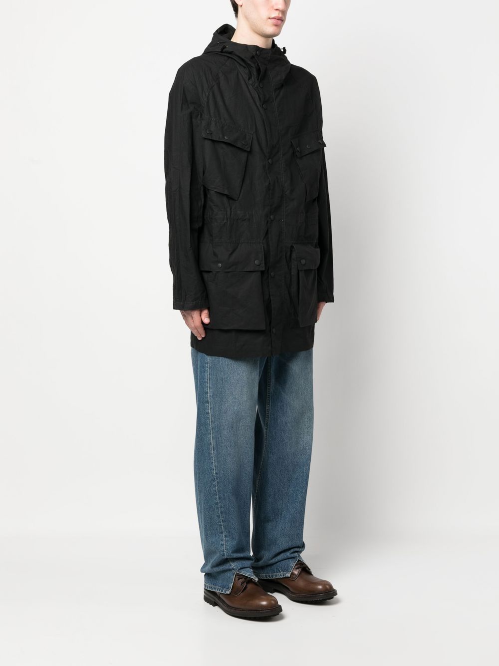 BARBOUR INTERNATIONAL Men's & Women's Classic Waxed Cotton Jacket - Black - Waterproof & Windproof Outdoor Coat for Hiking, Motorcycling & Casual Wear