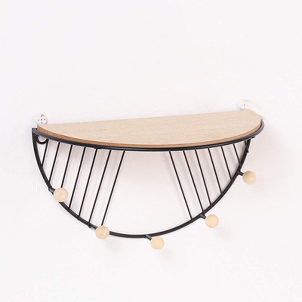 JJZXD Iron Wall Mounted Storage Rack - Key Holder & Towel Hanger - Bathroom & Kitchen Organizer - Decorative Shelf for Home - Medium Size - Perfect for Entryway, Bathroom & Kitchen Organization