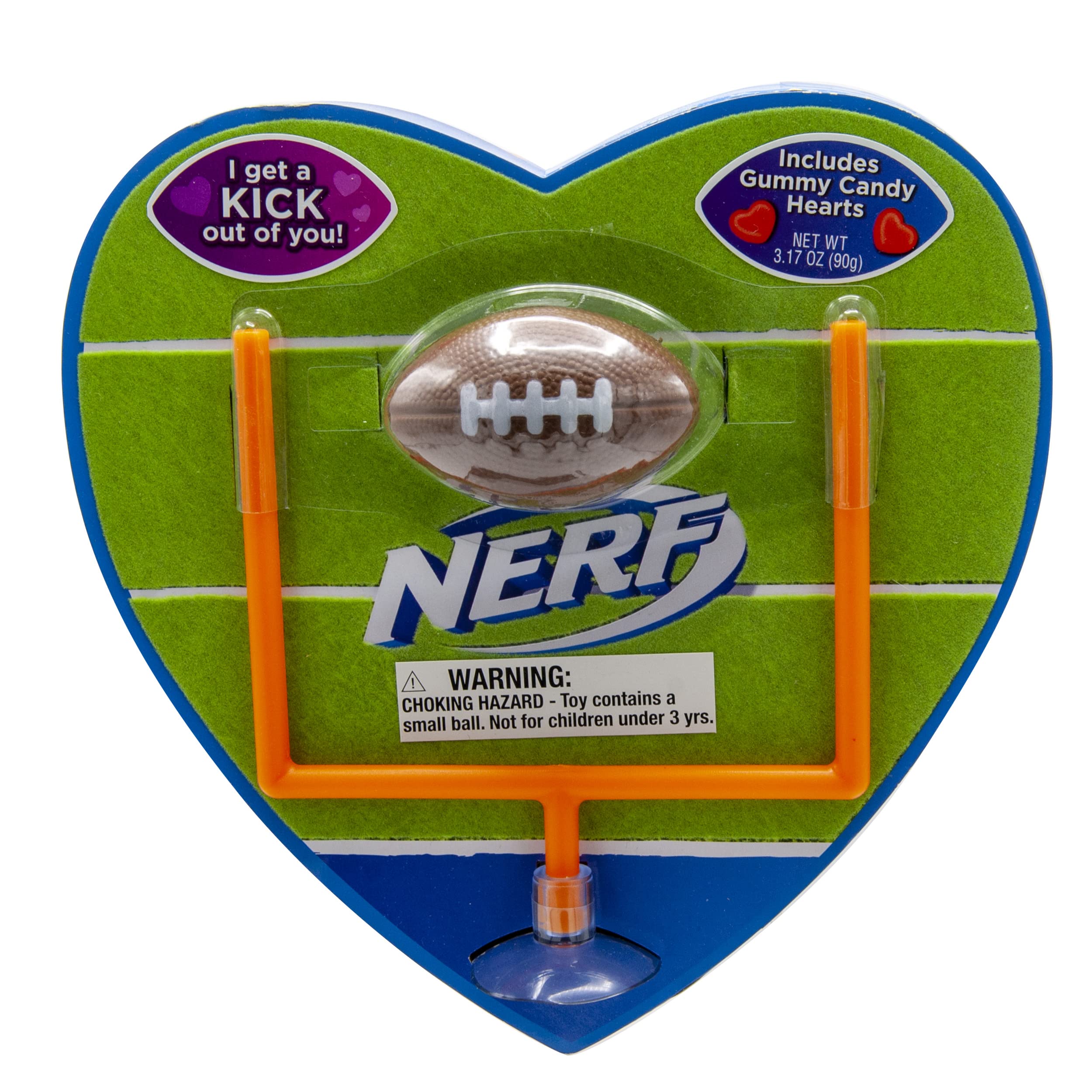 Frankford Candy Nerf Football Heart Shaped Chocolate Box - 3.17oz Sports-Themed Valentine's Day, Birthday & Father's Day Gift for Dad, Grandpa, Teachers & Coaches - Perfect for Game Day, School Events & Holiday Celebrations