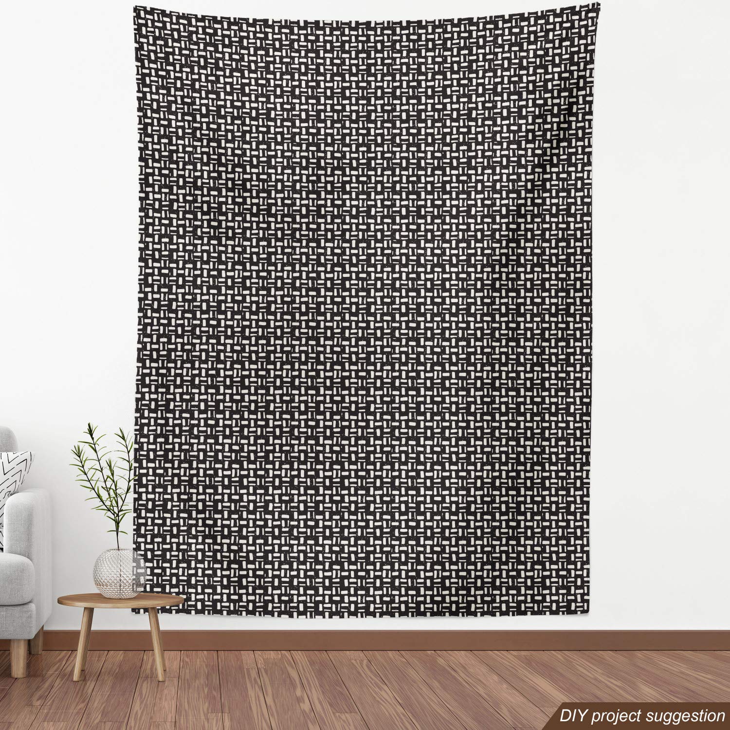 Ambesonne Black and Ivory Fabric by The Yard - Hand Drawn Stripes with Grunge Effect, Upholstery & Home Decor Fabric (10 Yards) | Perfect for Sofa Covers, Curtains, Pillows & DIY Craft Projects