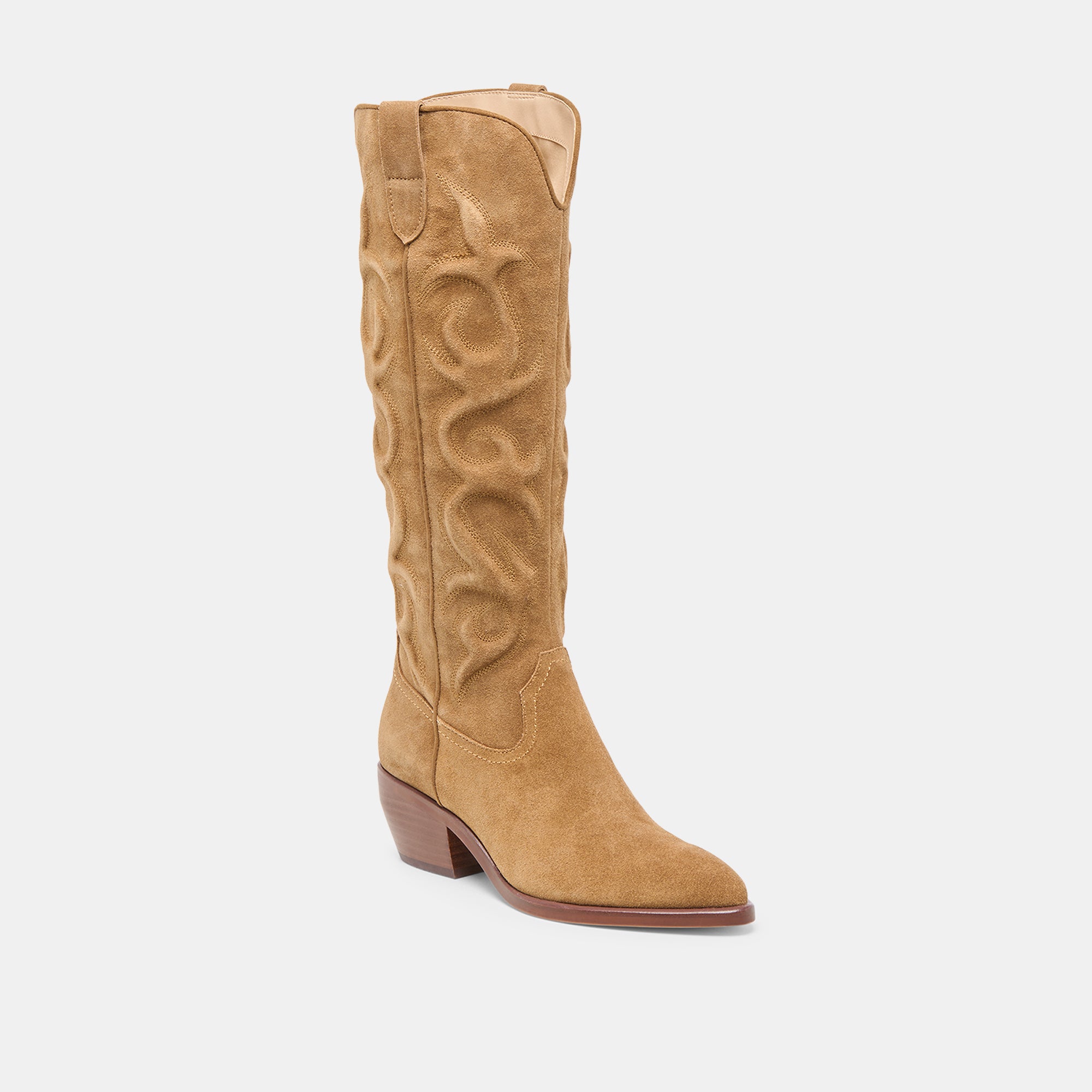 MIRLA Women's Light Brown Suede Boots - Comfortable Ankle Booties for Casual Wear, Office & Fall Fashion