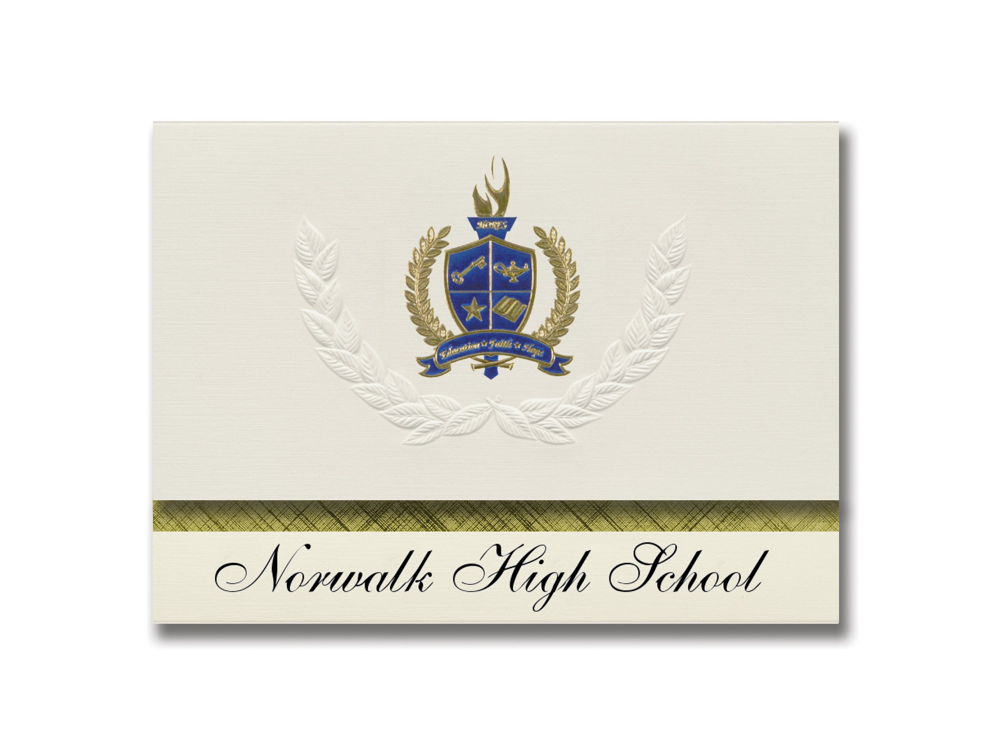 Norwalk High School Graduation Announcements - Premium Presidential Style with Gold & Blue Metallic Foil Seal (Pack of 25) - Perfect for Graduation Ceremonies, Commencement Invitations & Memorable Keepsakes