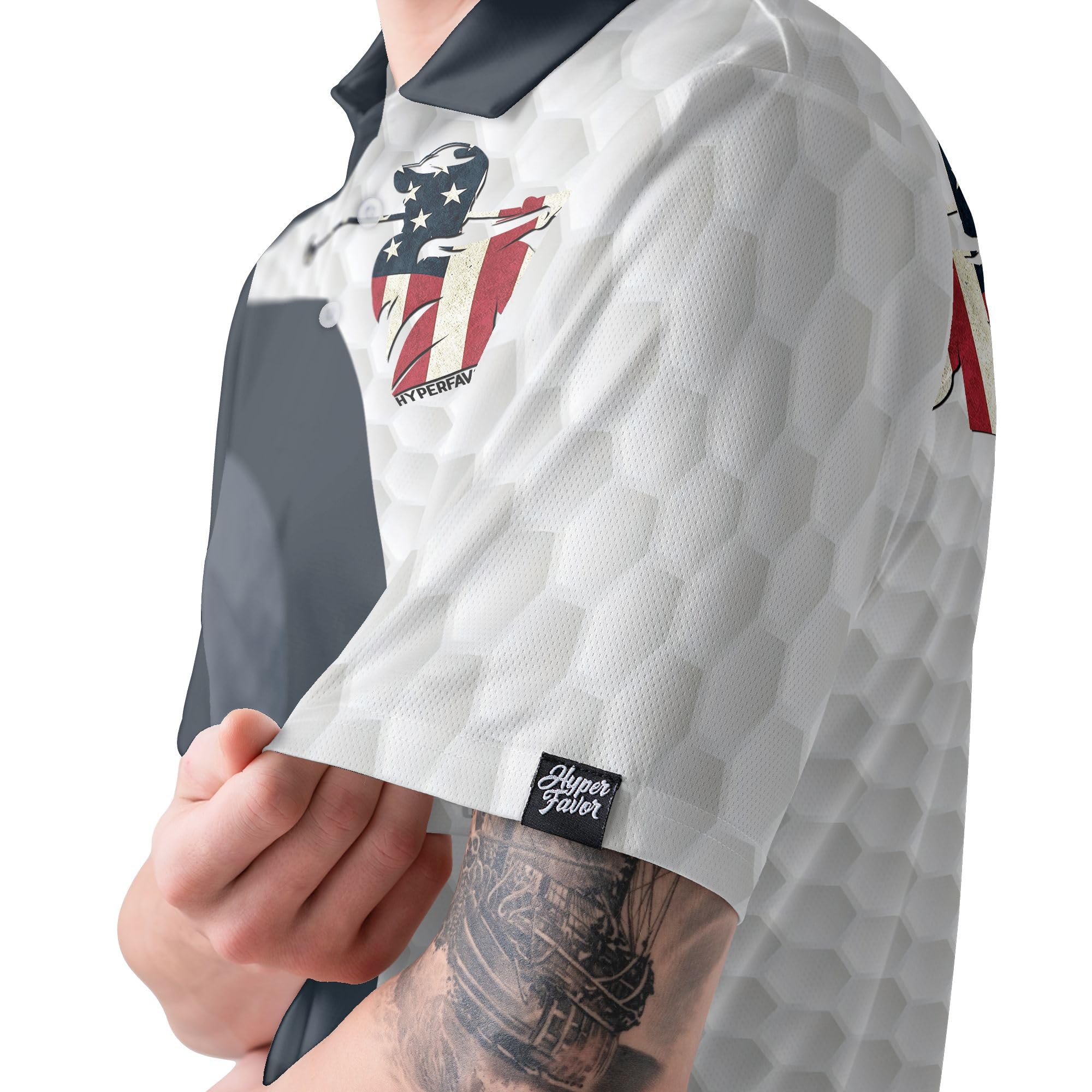 HYPERFAVOR Patriotic Golf Shirts for Men - American Flag Polo Shirts for Golfers - Breathable Short Sleeve Performance Shirt - Perfect for Golf Tournaments & 4th of July Celebrations