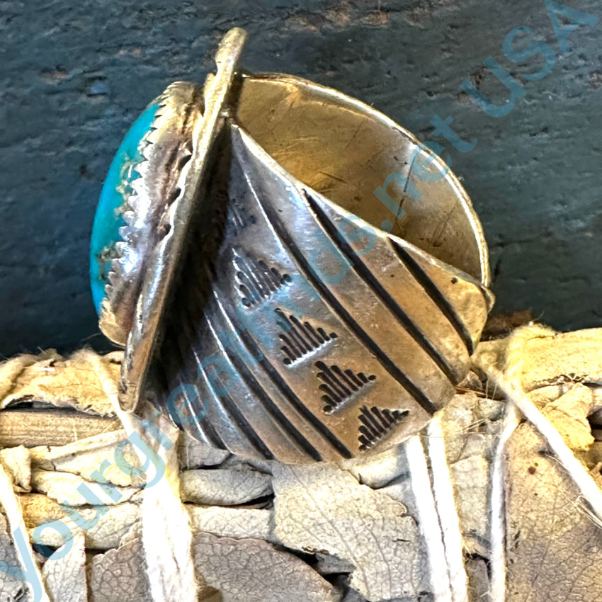 Sterling Silver Navajo Turquoise Ring by George Phillips - Size 12.5 | Handmade Native American Jewelry for Women & Men - Perfect for Weddings, Gifts & Boho Fashion