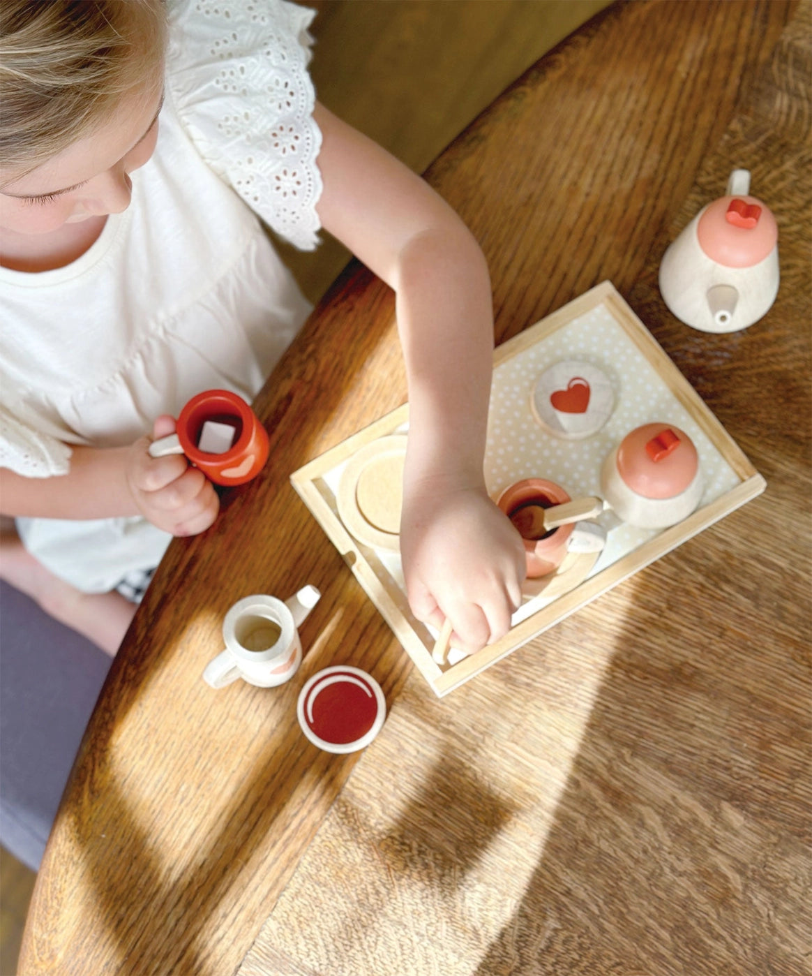 Premium Wooden Tea Tray Set - Handcrafted Serving Tray for Tea Ceremony, Afternoon Tea & Coffee Break - Elegant Tea Party Accessories for Home, Office & Gifts