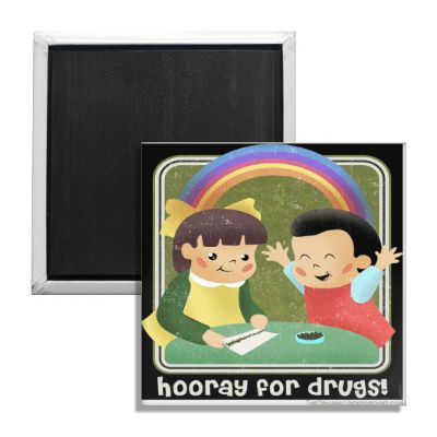 Funny Hooray for Drugs Fridge Magnet - Humorous Novelty Kitchen Decor for Refrigerator, Office & Gag Gifts