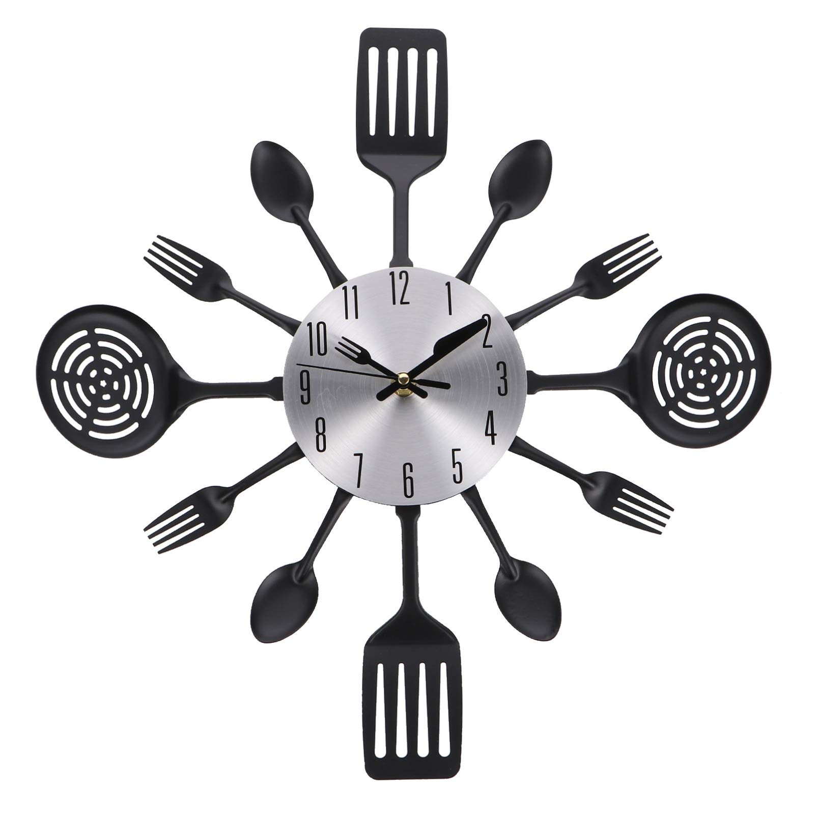 Rustic 3D Removable Kitchen Wall Clock with Forks and Spoons - Unique Cutlery Design for Home & Room Decoration - Perfect for Farmhouse, Dining Room, or Kitchen Wall Decor