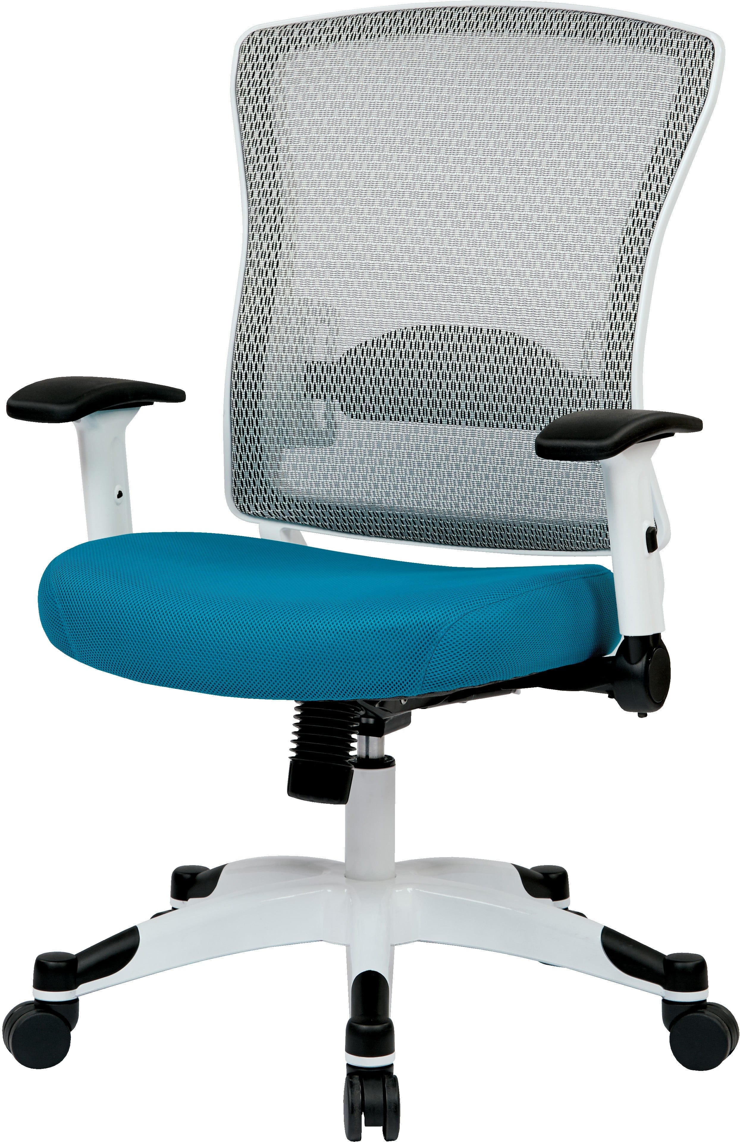Office Star White Frame Managers Chair - Ergonomic Mesh Back, Adjustable Height, Fun Colors (317W W1C1F2W) - Perfect for Home Office, Conference Rooms & Executive Workspaces