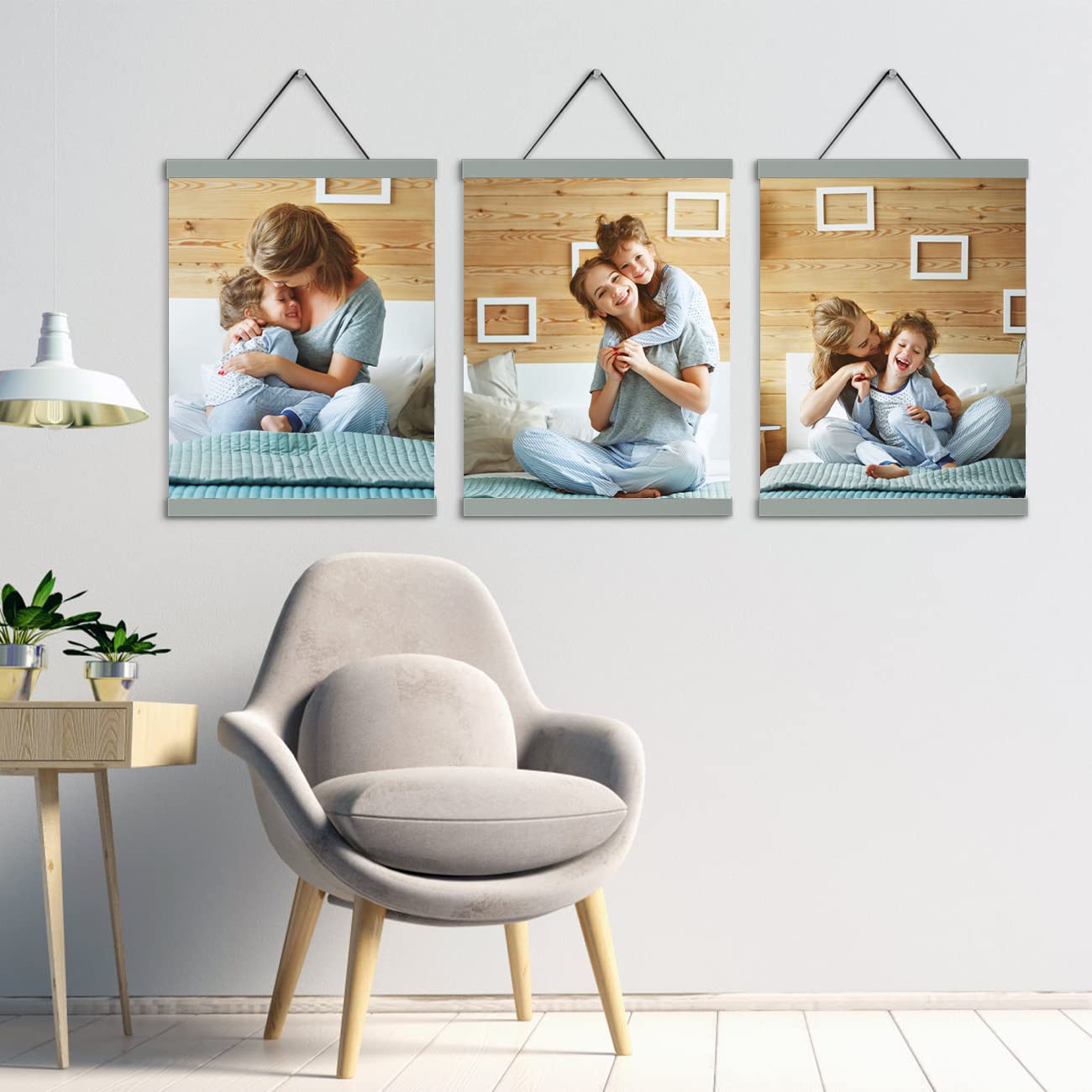 16x20 & 16x24 Magnetic Poster Frames Set of 3 - Gray Wall Hanging Picture Frames for Photos, Canvas Artwork - Perfect for Home Decor, Office Display & Gallery Exhibitions