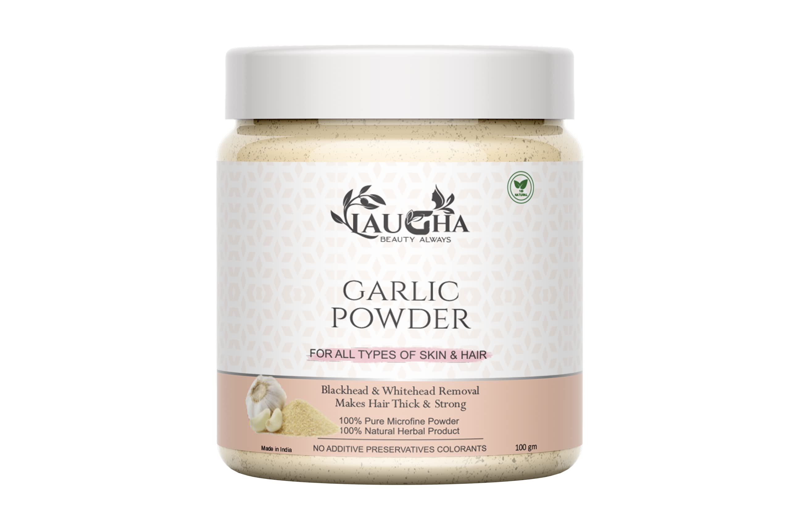 Pure Natural Garlic Powder for Skin Care - Anti-Aging, Blackhead Removal, Acne Treatment & Deep Cleansing Face Mask (100g Jar) | Organic Facial Toner for Glowing Skin & Pimple Prevention