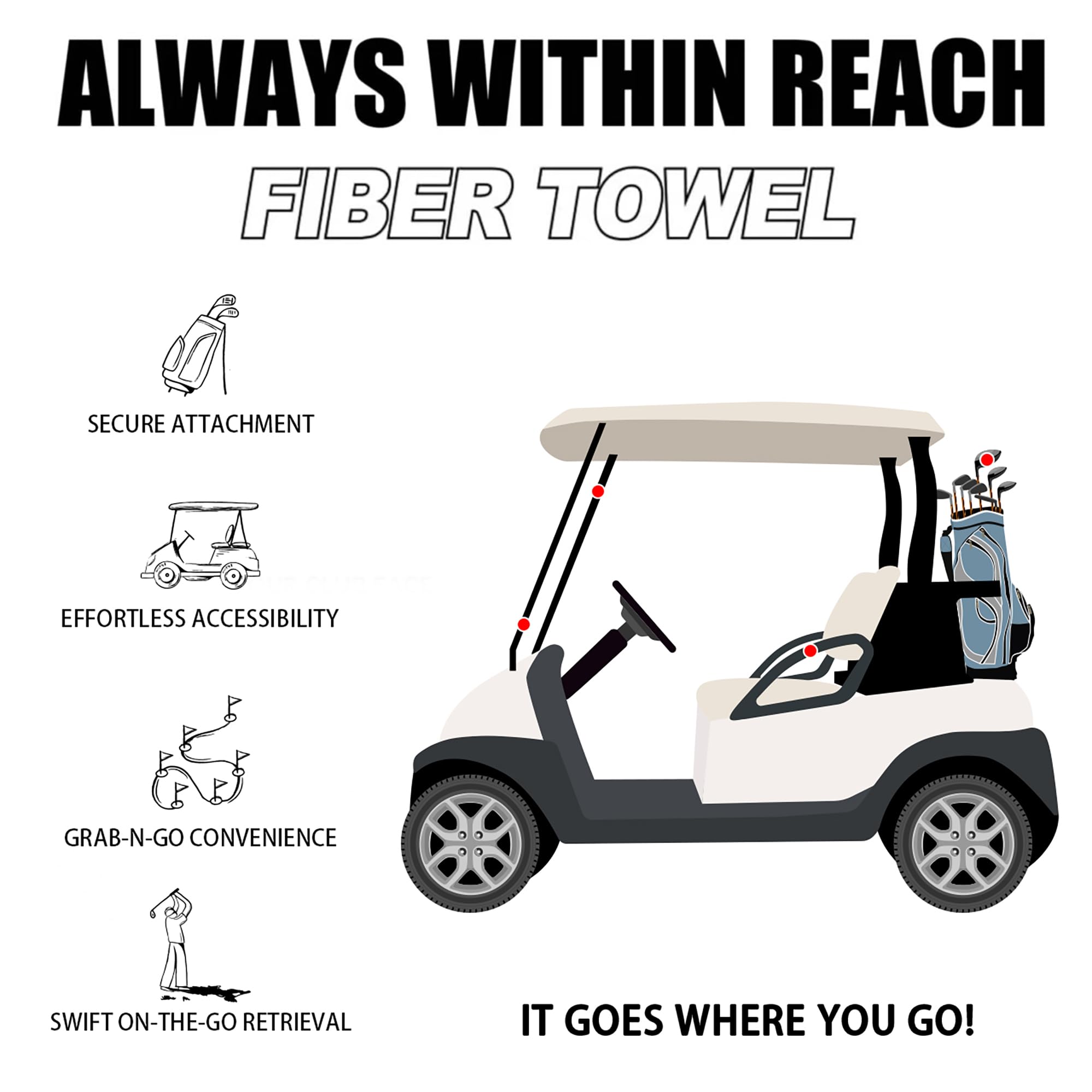 Premium Magnetic Golf Towel with Clip | Microfiber Waffle Design for Superior Absorption | Strong Industrial Magnet for Golf Balls, Bags & Carts | Gray | Perfect for Golf Course, Driving Range & Practice Sessions