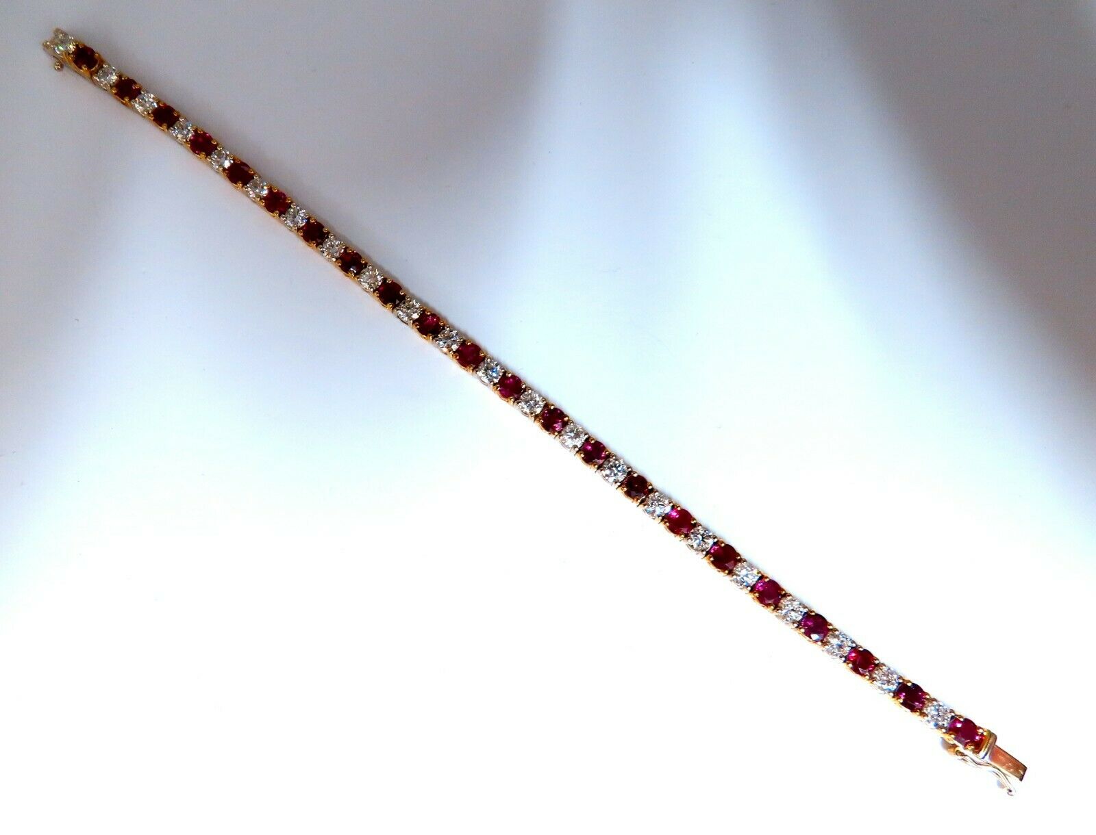 9.82ct Natural Ruby and Diamond Alternating Tennis Bracelet in 14K Gold - Perfect for Weddings, Anniversaries & Special Occasions