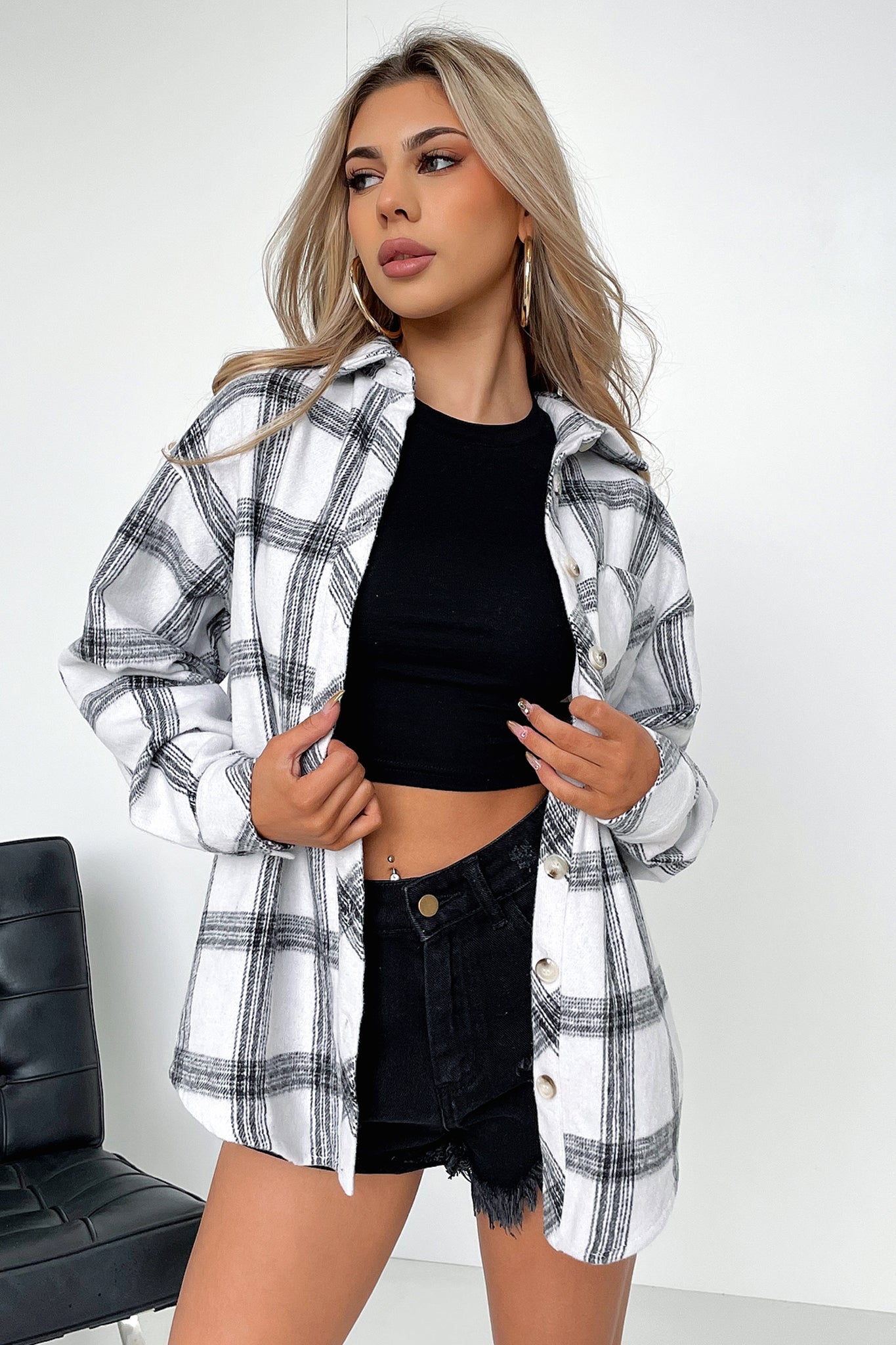 Denver Flannel Shirt for Men - Soft White Plaid Button Down Shirt - Casual Winter Wear for Outdoor Activities & Layering
