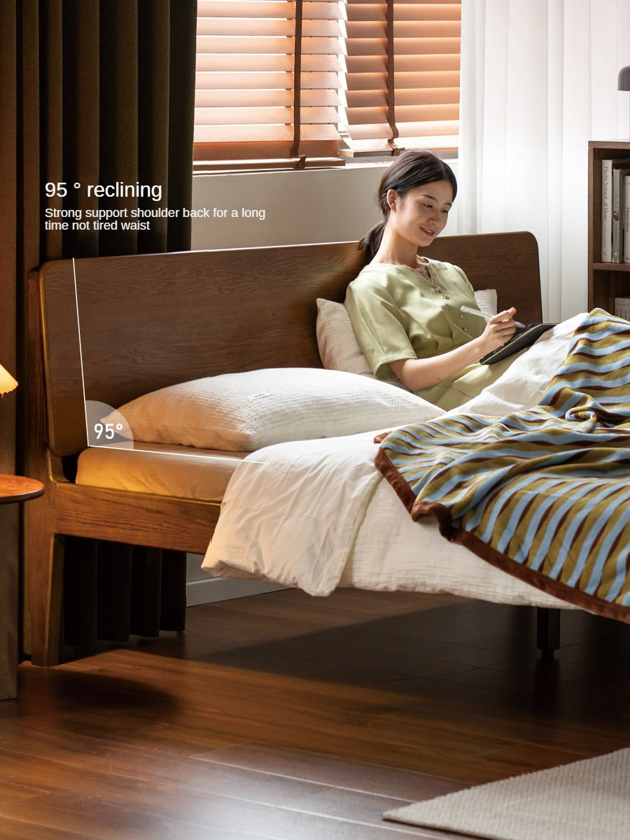 Solid Oak Wood High Back King Size Bed Frame - Sturdy & Elegant for Master Bedroom, Guest Room, or Luxury Hotel Decor