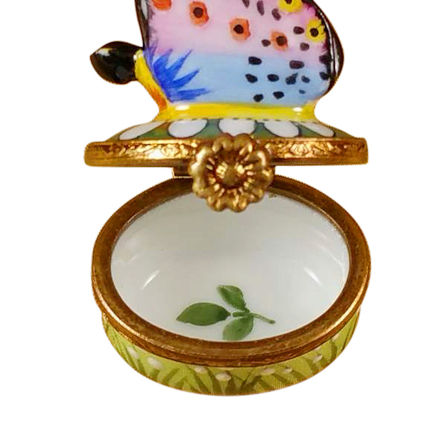 Exquisite Limoges Porcelain Daisy Butterfly Trinket Box - Perfect for Jewelry Storage & Home Decor Gift