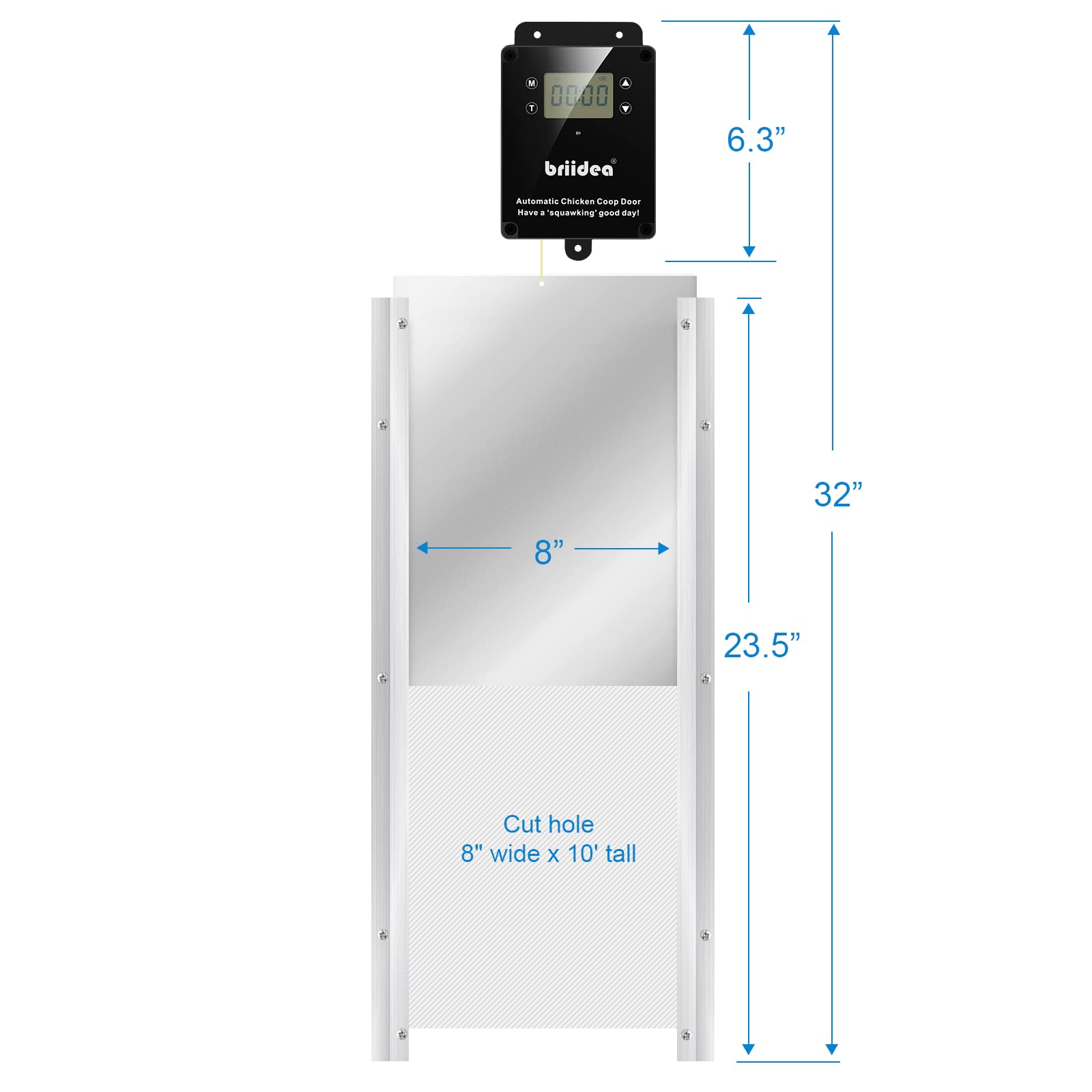 Briidea Automatic Chicken Coop Door - Waterproof Electric Auto Chicken Door Kit with Timer & Light Sensor, Battery Powered for Poultry Farm, Backyard Chicken Coops & DIY Chicken Houses