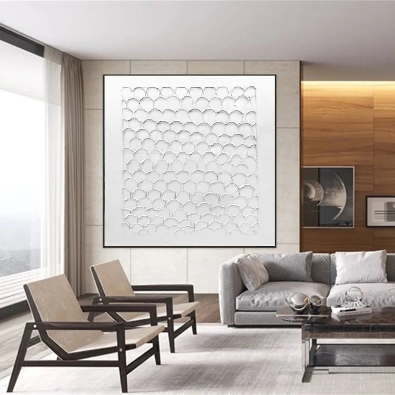 White Minimalist Textured Painting Canvas - Modern Abstract Wall Art for Home & Office Decor #MM275 | Perfect for Living Room, Bedroom & Studio Decorations