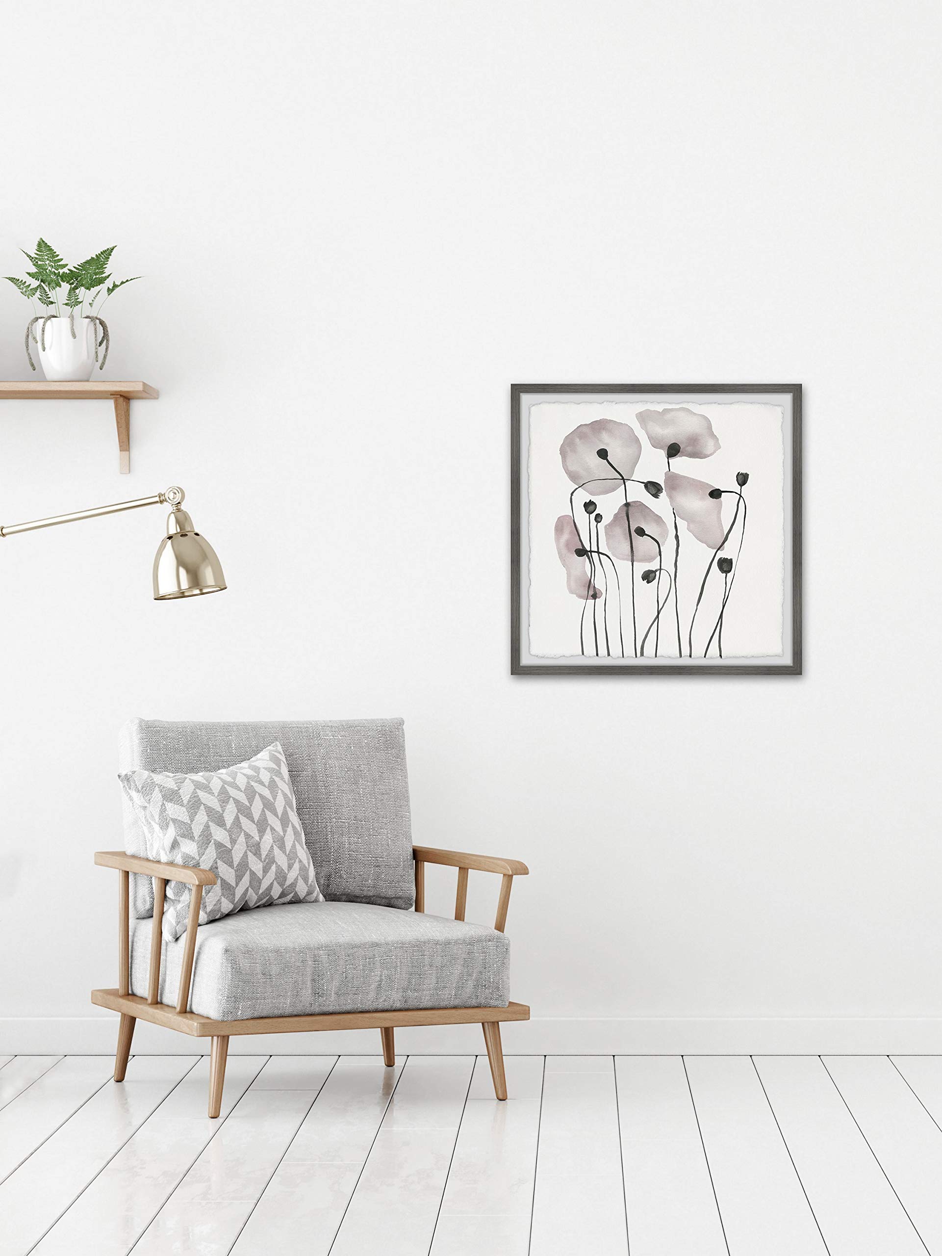 Marmont Hill Pink Poppy Bloom Framed Canvas Art Print 18x18 - Floral Wall Decor for Living Room, Bedroom & Office