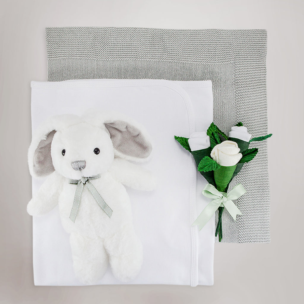 Personalized Little Grey Bunny Baby Blanket - Soft Plush Cuddle Blanket for Newborns, Infants & Toddlers - Perfect for Nursery, Baby Shower Gifts & Photo Props