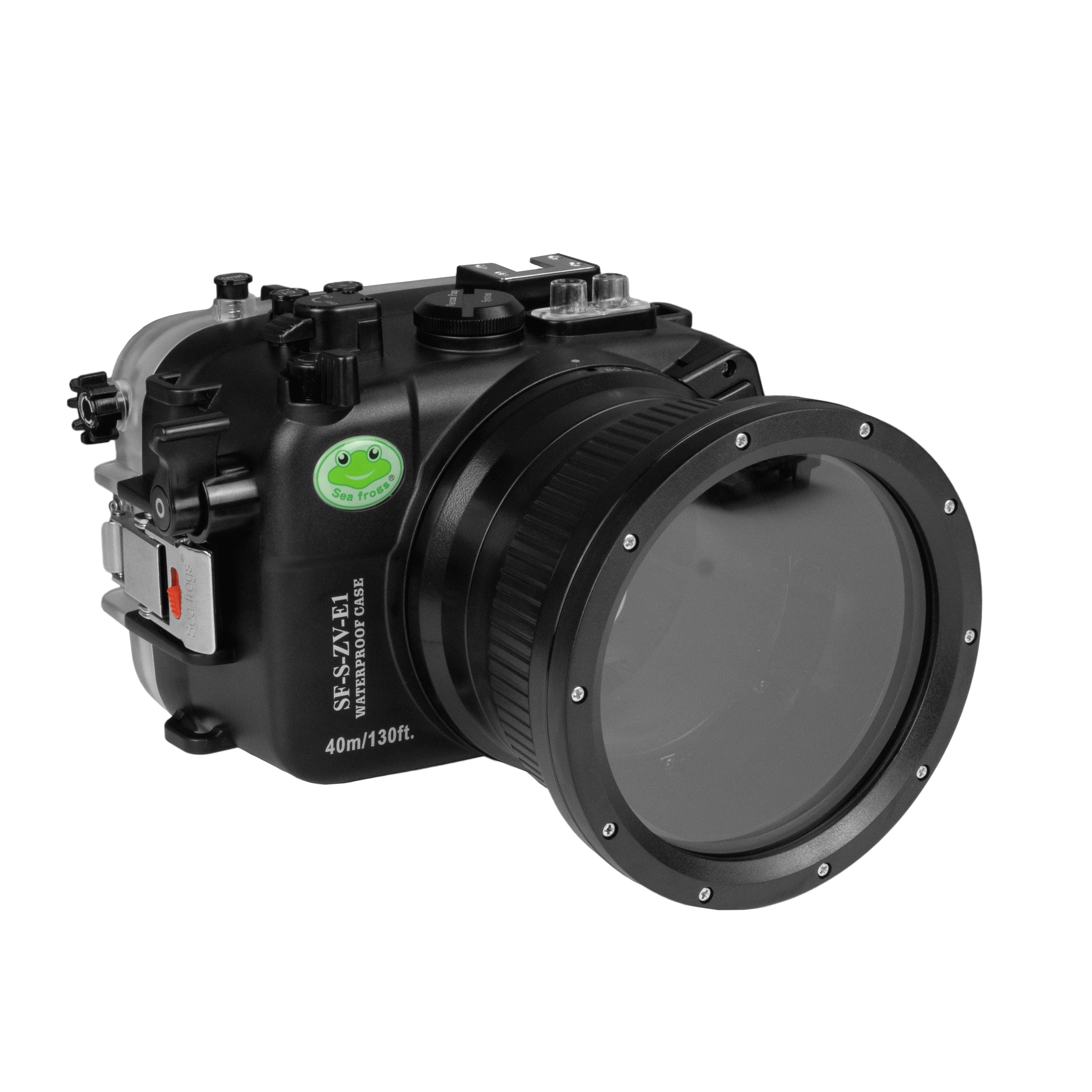 Sea Frogs 40M/130FT Waterproof Housing for Sony ZV-E1 with 4 Glass Flat Port - Compatible with Sony FE PZ 16-35mm f/4 G Lens - Perfect for Underwater Photography, Snorkeling & Scuba Diving