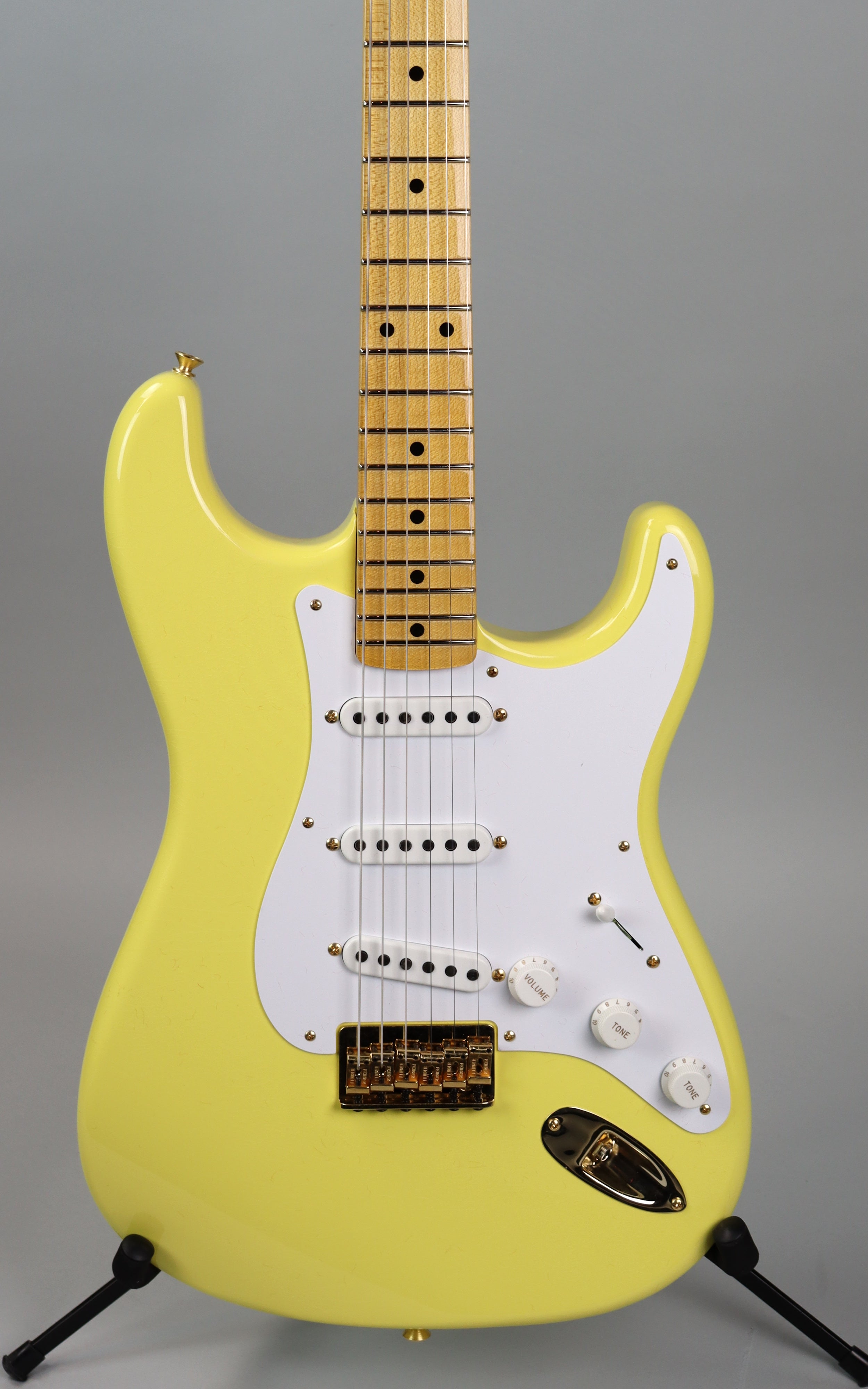 Fender Custom Shop '54 Stratocaster Deluxe Hard Tail Electric Guitar - Aged Canary Yellow Finish | Vintage-Inspired Tone for Blues, Rock & Studio Recording