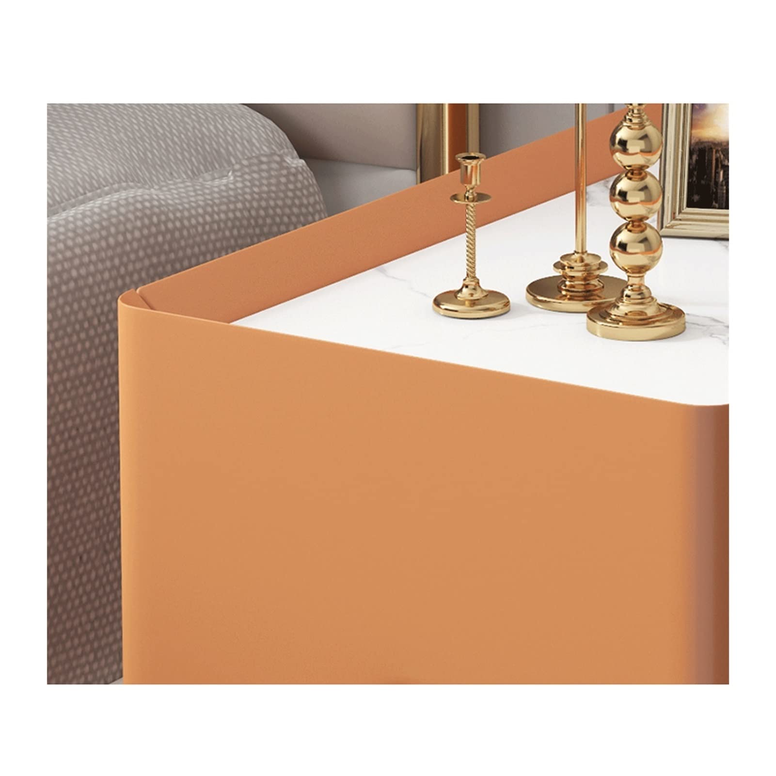 Luxury Wood Nightstand with Storage - 15.8 Inch Modern Bedside Table for Bedroom, Orange Finish | Perfect for Small Spaces, Guest Rooms & Apartment Living