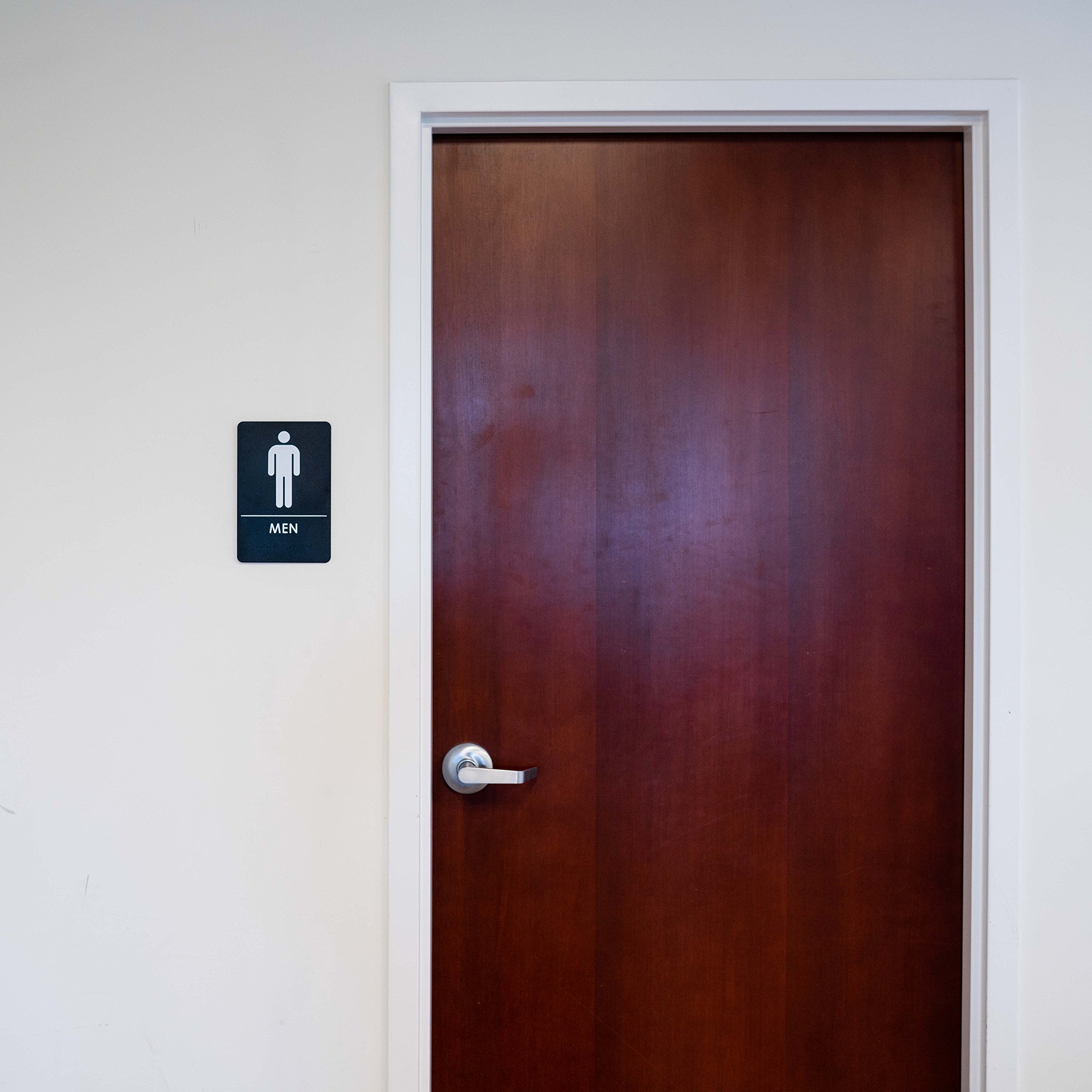 ADA Compliant Men's Restroom Sign - Black & White Bathroom Sign with Adhesive Tape & Instructions - 24 Pack - Perfect for Offices, Restaurants, and Public Spaces