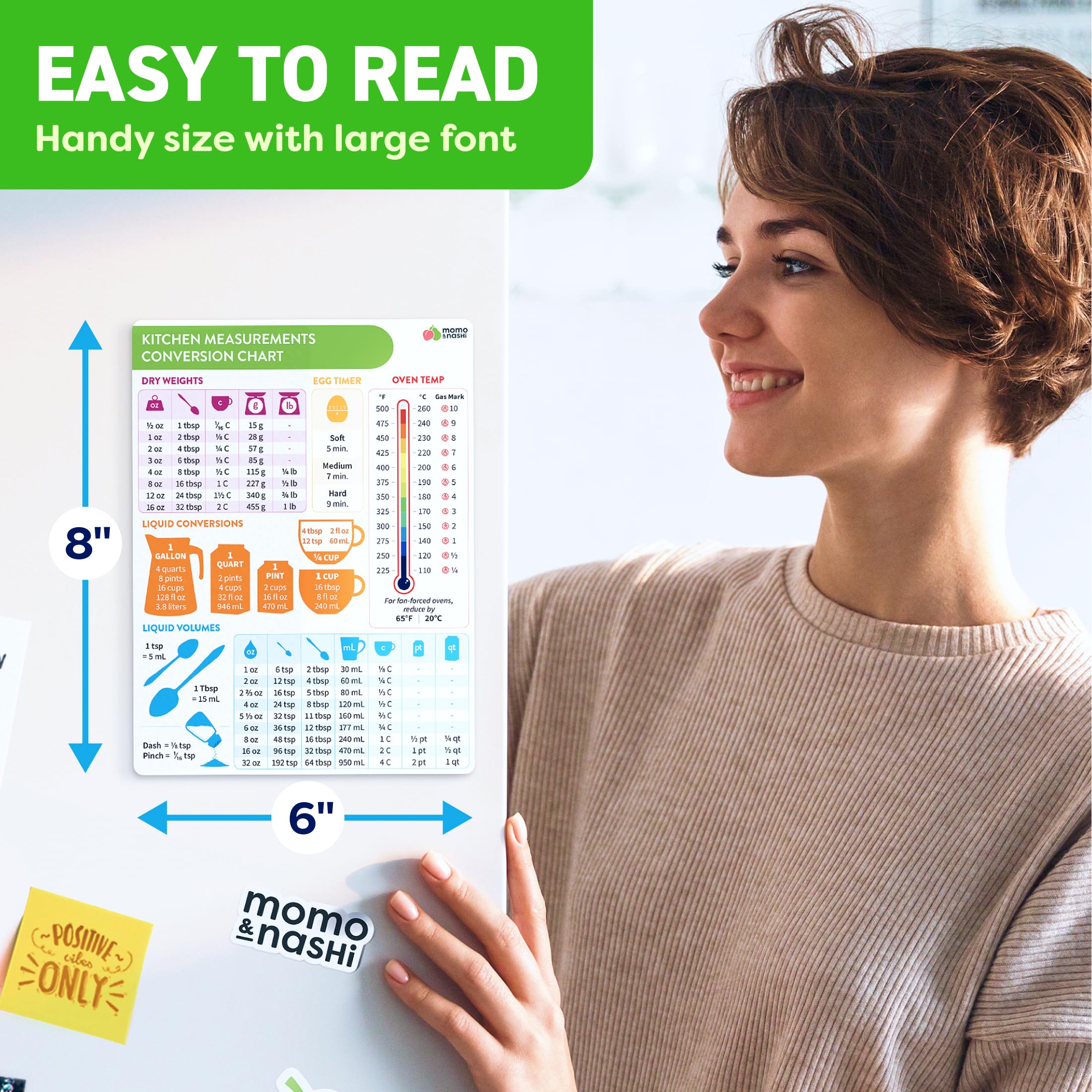 Kitchen Conversion Chart Magnet - Imperial & Metric Measurements Conversion Chart for Baking & Cooking - Essential Baking Supplies & Cooking Gadgets - Perfect Kitchen Gift for Women & Home Chefs - Ideal for Recipes, Meal Prep & Baking Projects