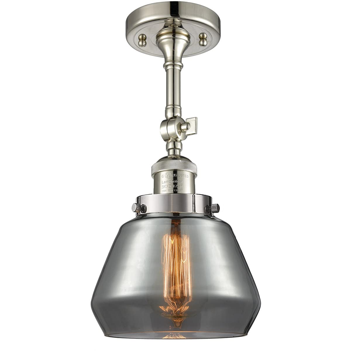 Innovations 201F-PN-G173-LED 12-Inch LED Semi-Flush Mount Ceiling Light Fixture in Polished Nickel - Perfect for Bedroom, Kitchen, Hallway & Modern Home Lighting