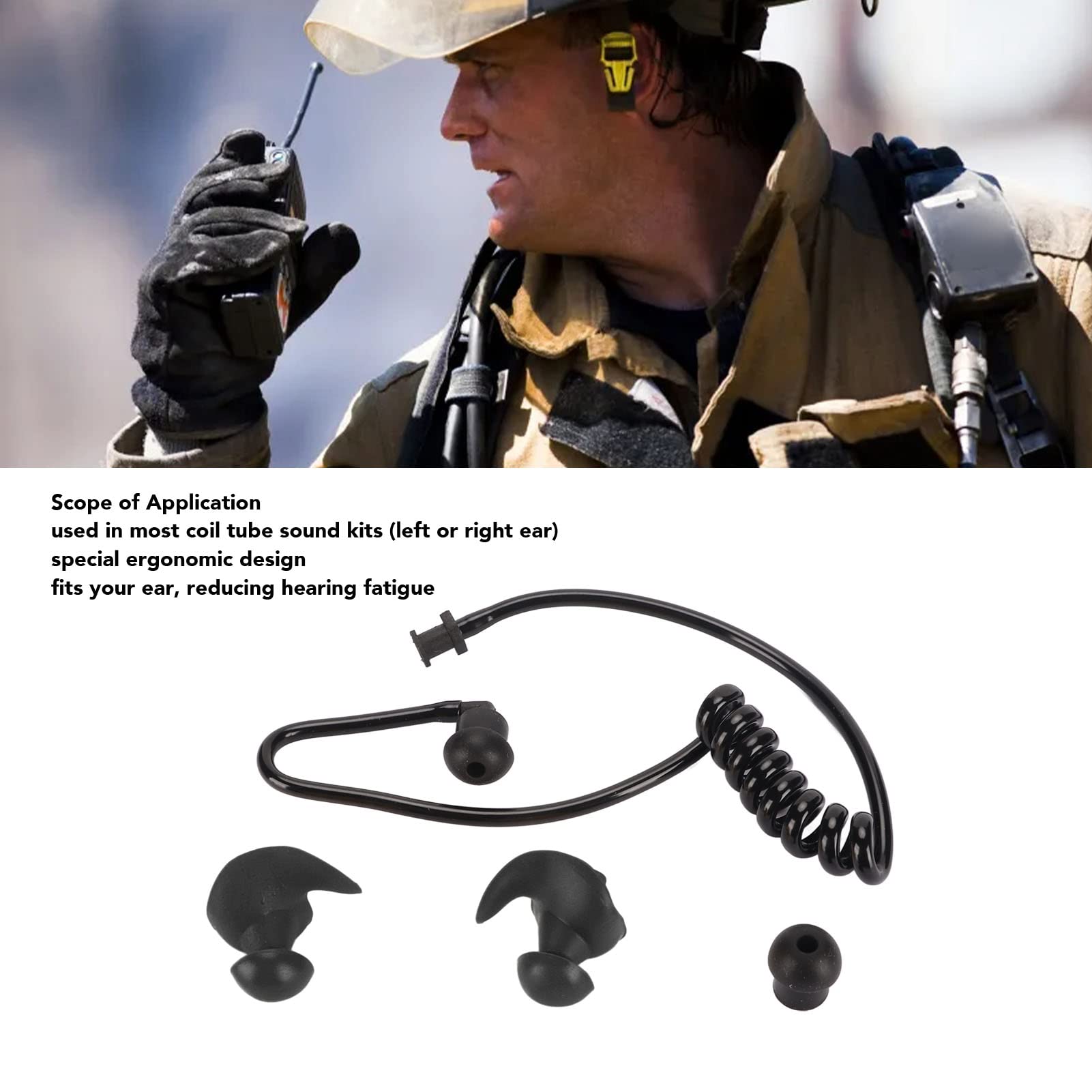 Two Way Radio Headset Replacement Earpiece Coil Tubes - Black Acoustic Tube Coiled Headset Accessory for Motorola, Kenwood Radios | Perfect for Security, Construction & Outdoor Communication