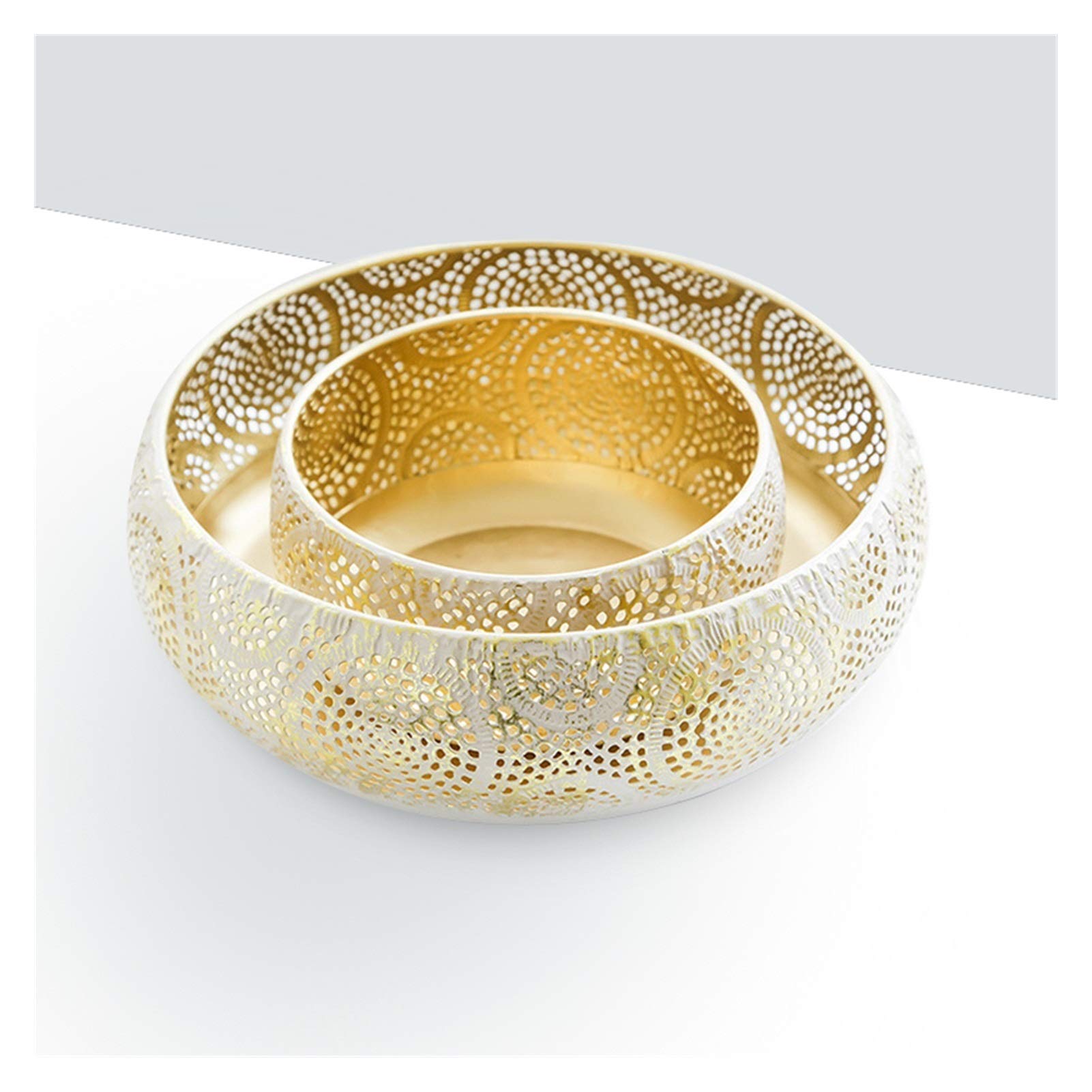 Premium 2-Piece Hollow-Out Fruit Serving Trays - Elegant Gold Iron Snack Basket for Home, Restaurant & Living Room Decor - Perfect for Party Platters, Vegetable Display & Table Centerpiece Decorations