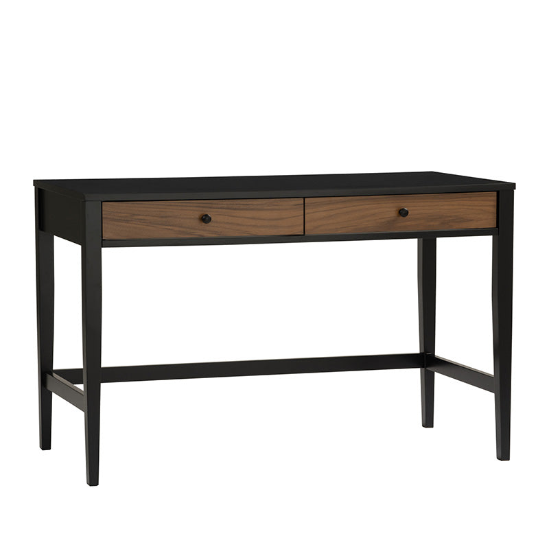 CONALL 47-Inch Study Desk with Storage Shelf - Walnut & Black Finish, Home Office Desk for Small Spaces, Perfect for Studying, Working & Remote Learning