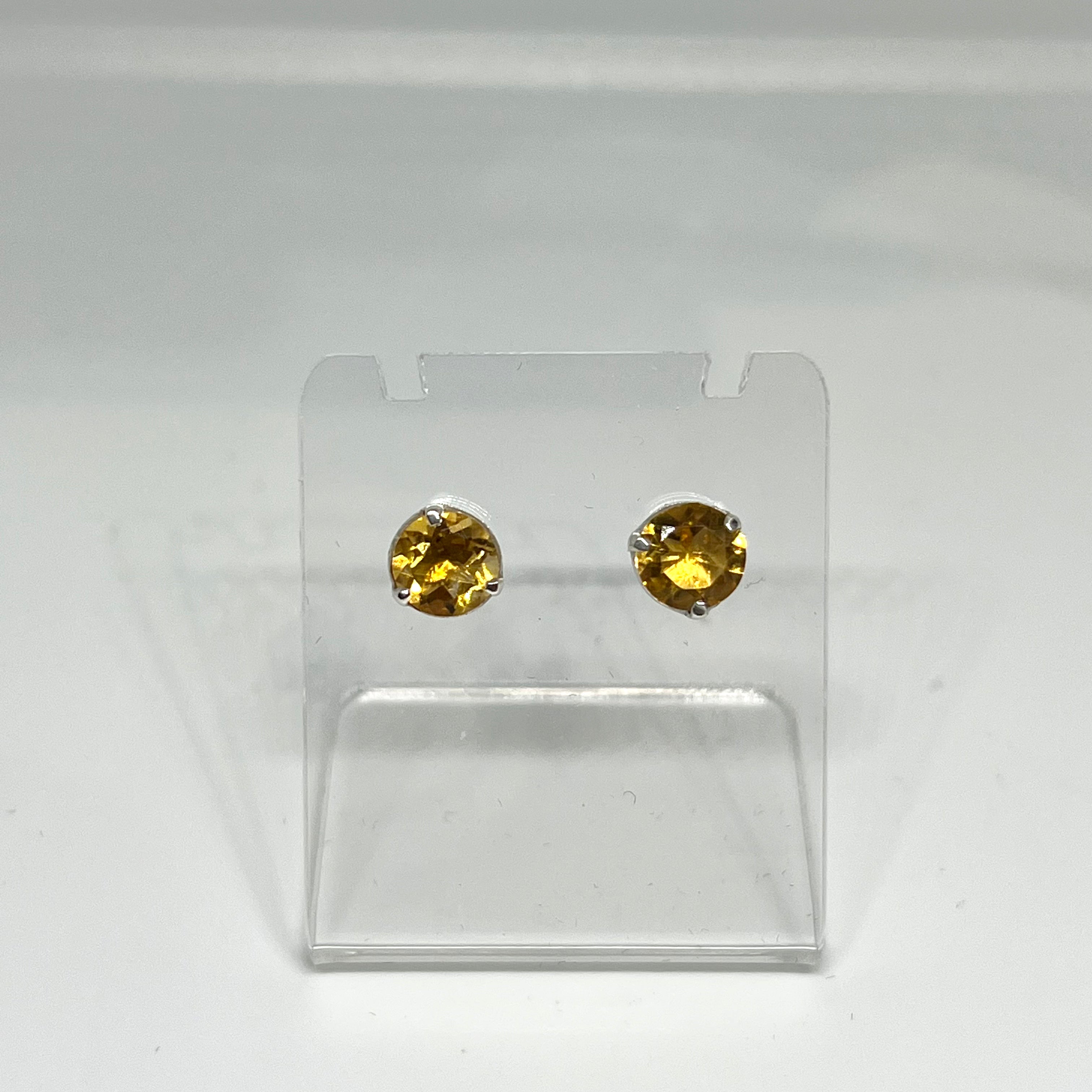 7mm Round Faceted Gemstone Stud Earrings - 3 Prong Set for Women (PSE006) | Perfect for Everyday Wear, Parties & Gifts