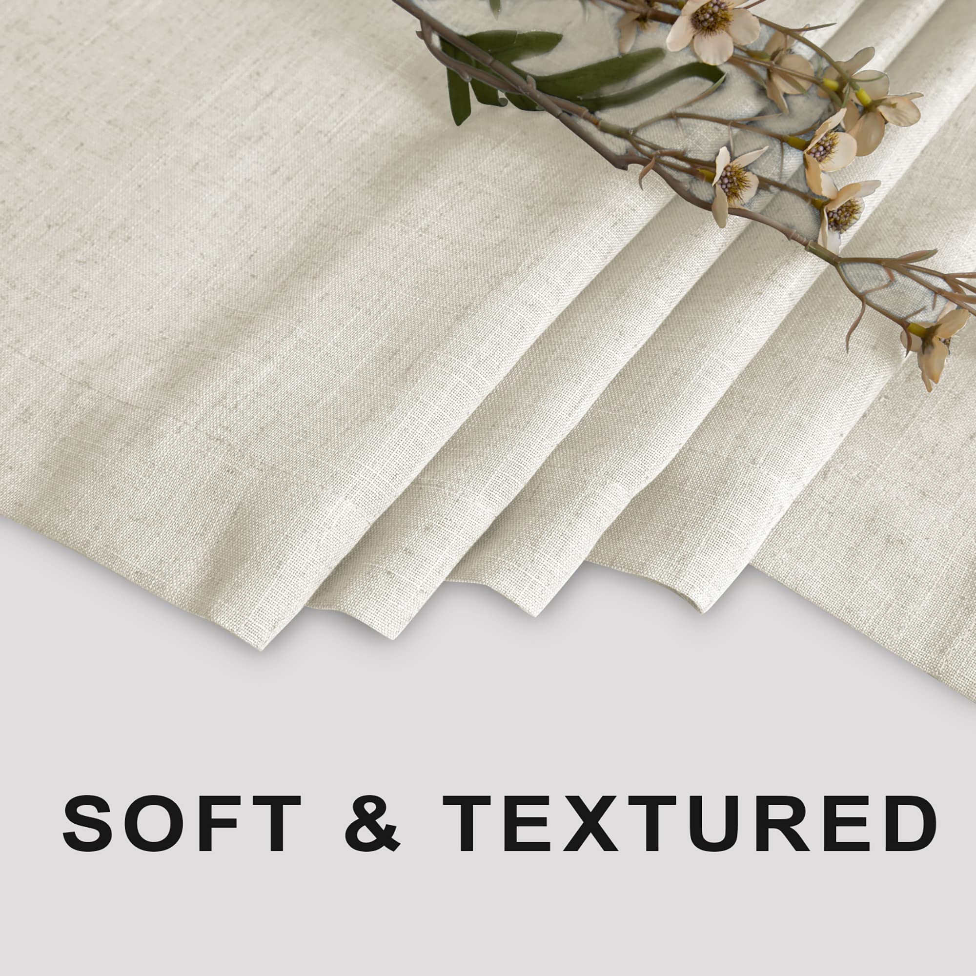 KOUFALL 36x72 Inch Waterproof Linen Shower Curtain - Natural Boho Farmhouse Style for Small Bathrooms, RVs & Narrow Spaces | Includes Rustic Hooks | Perfect for Cozy Bathrooms, Tiny Homes & Campers