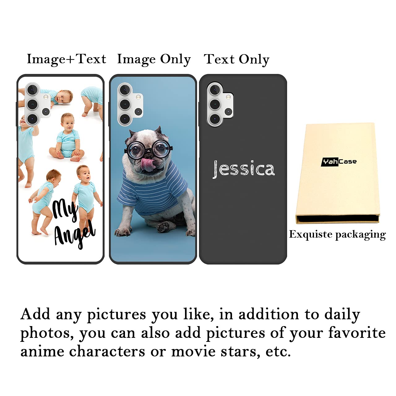 Custom Samsung Galaxy A32 5G Phone Case - Personalized Photo & Text Name - Anti-Scratch Shock-Resistant Soft TPU Protective Cover (Black) - Perfect for Everyday Use, Travel & Gifts