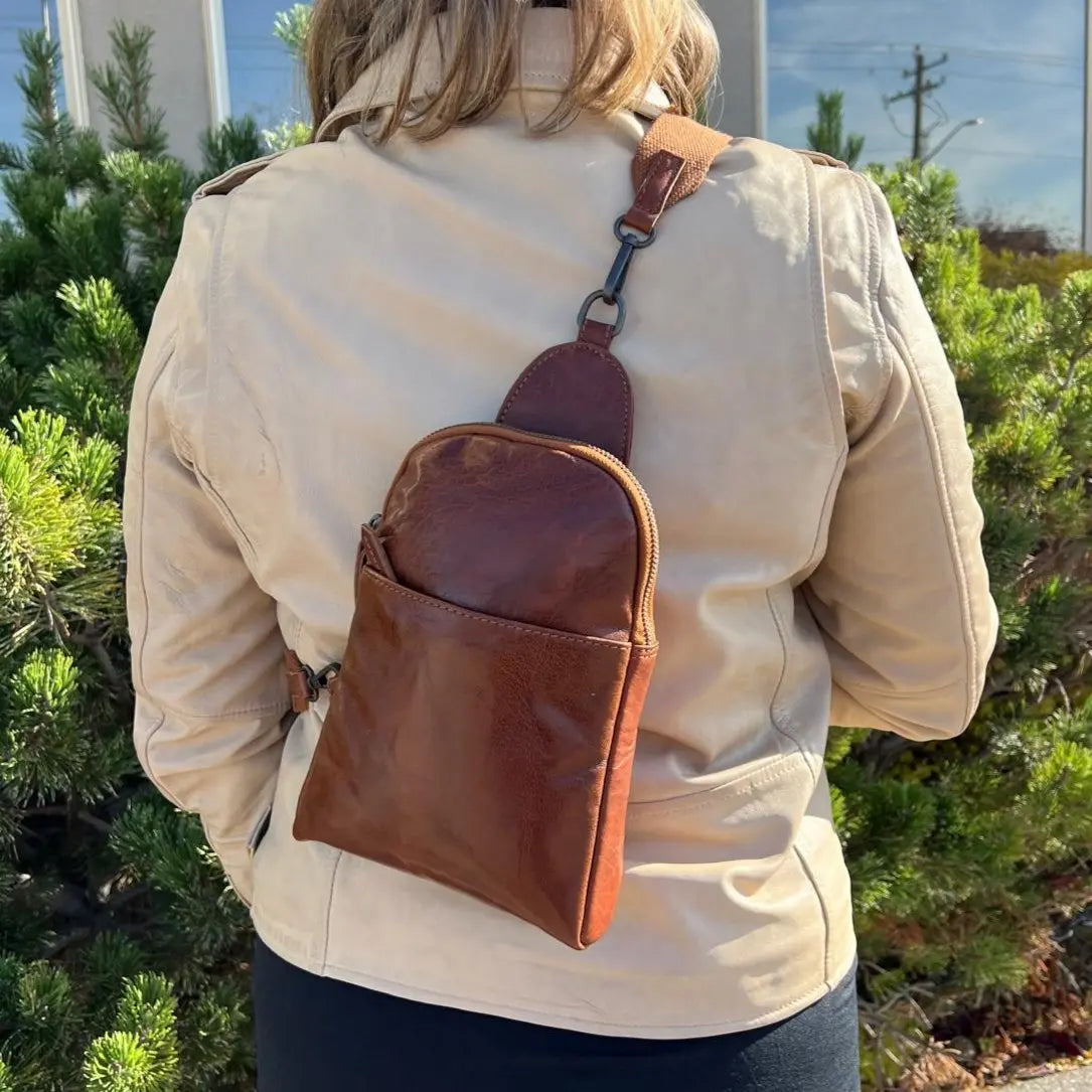 MET Andora Leather Chest Front Bag & Backpack - Stylish Crossbody Sling Bag for Hiking, Travel & Everyday Use