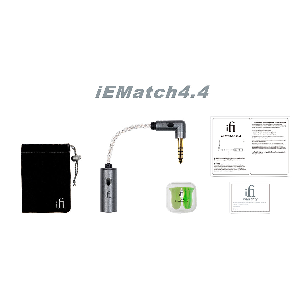 iFi iEMatch 4.4mm Balanced Headphone Sensitivity Matching Adapter - Open Box - Perfect for High-End IEMs and Audiophile Listening Sessions