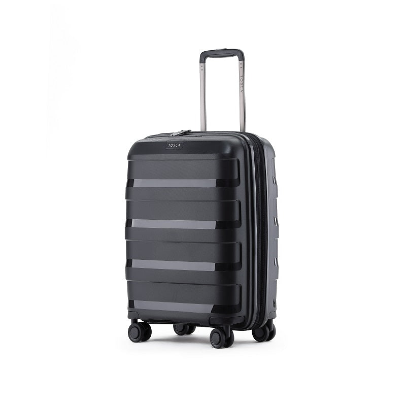 Tosca Comet 20 Inch Small 4 Wheel Hard Shell Suitcase Luggage - Black | Perfect for Carry-On Air Travel, Weekend Getaways & Business Trips