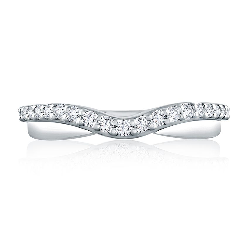 Elegant Curved Diamond Wedding Band - Polished 14K Gold Ring for Women - Perfect for Engagement, Anniversary & Bridal Jewelry Gifts