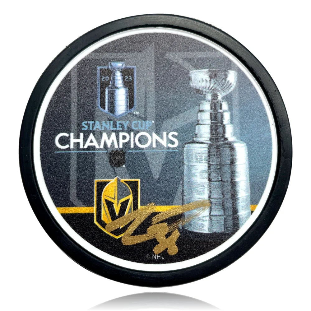 Logan Thompson Autographed Vegas Golden Knights Stanley Cup Hockey Puck - Signed with COA & IGM - Collectible Memorabilia for NHL Fans & Sports Enthusiasts
