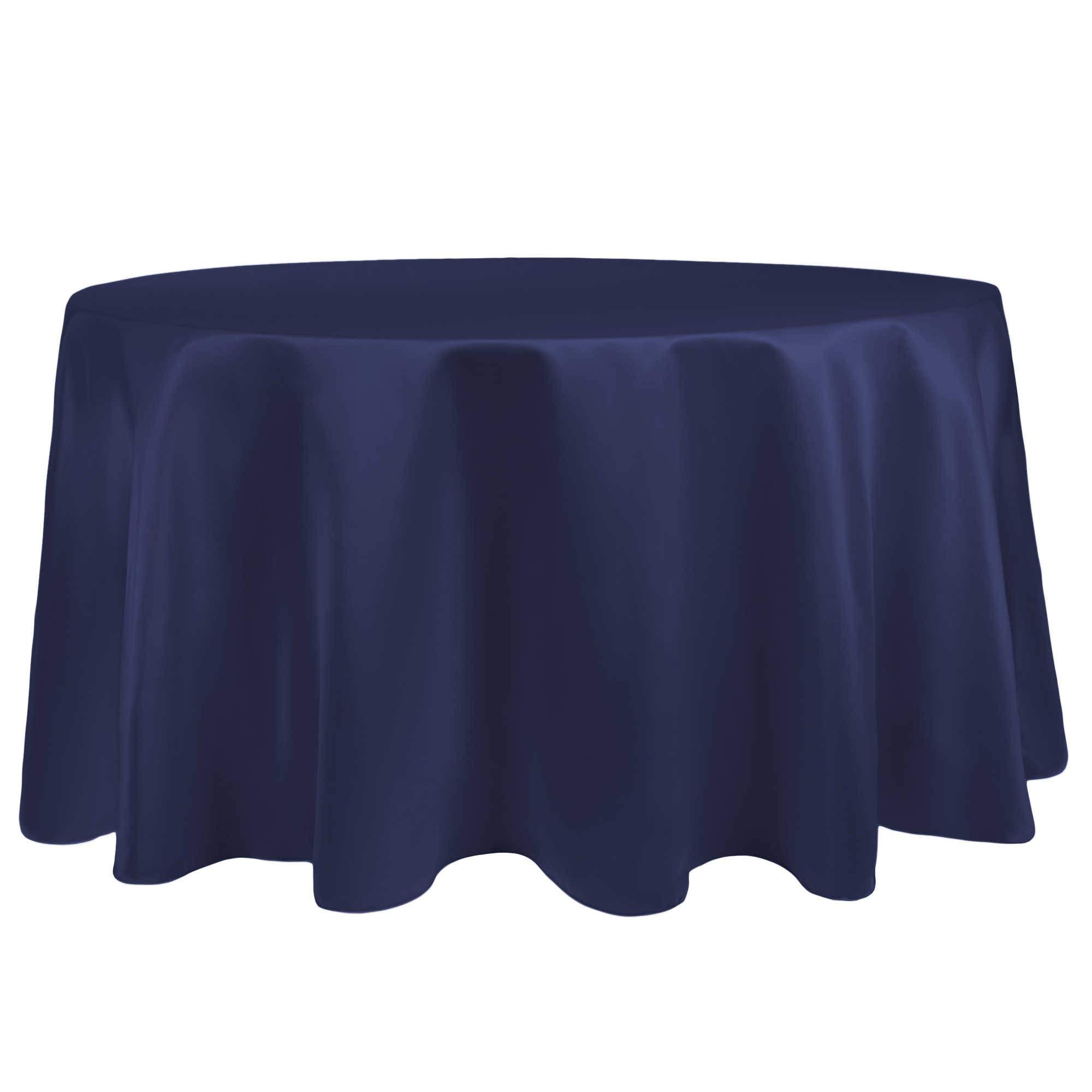 10-Pack Navy Blue 60-Inch Round Bridal Satin Tablecloths - Perfect for Wedding Receptions, Banquets & Formal Dining - Fits Tables Under 60